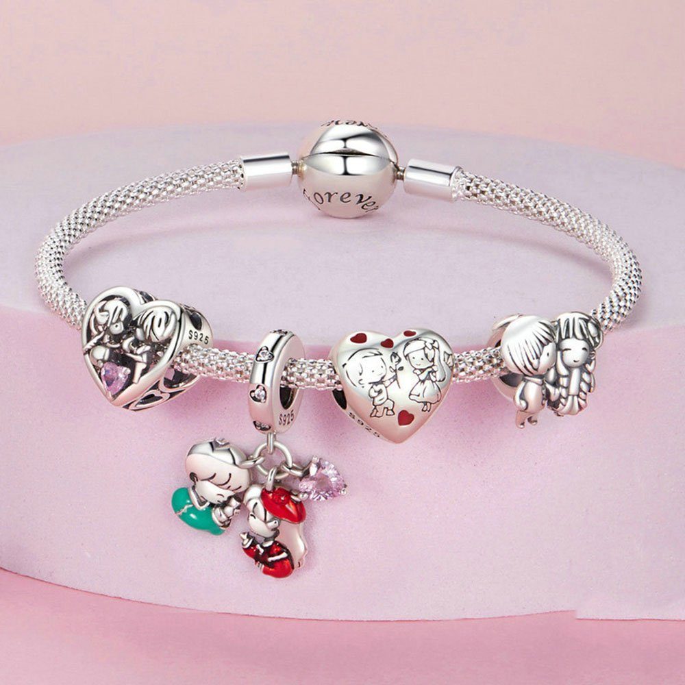 Perlen Sterling Bead Perlen Geschenke für POCHUMIDUU Armbänder diy Silber Halsketten), liebe Figur für 925 (1-tlg., Liebe und Menschen Armband