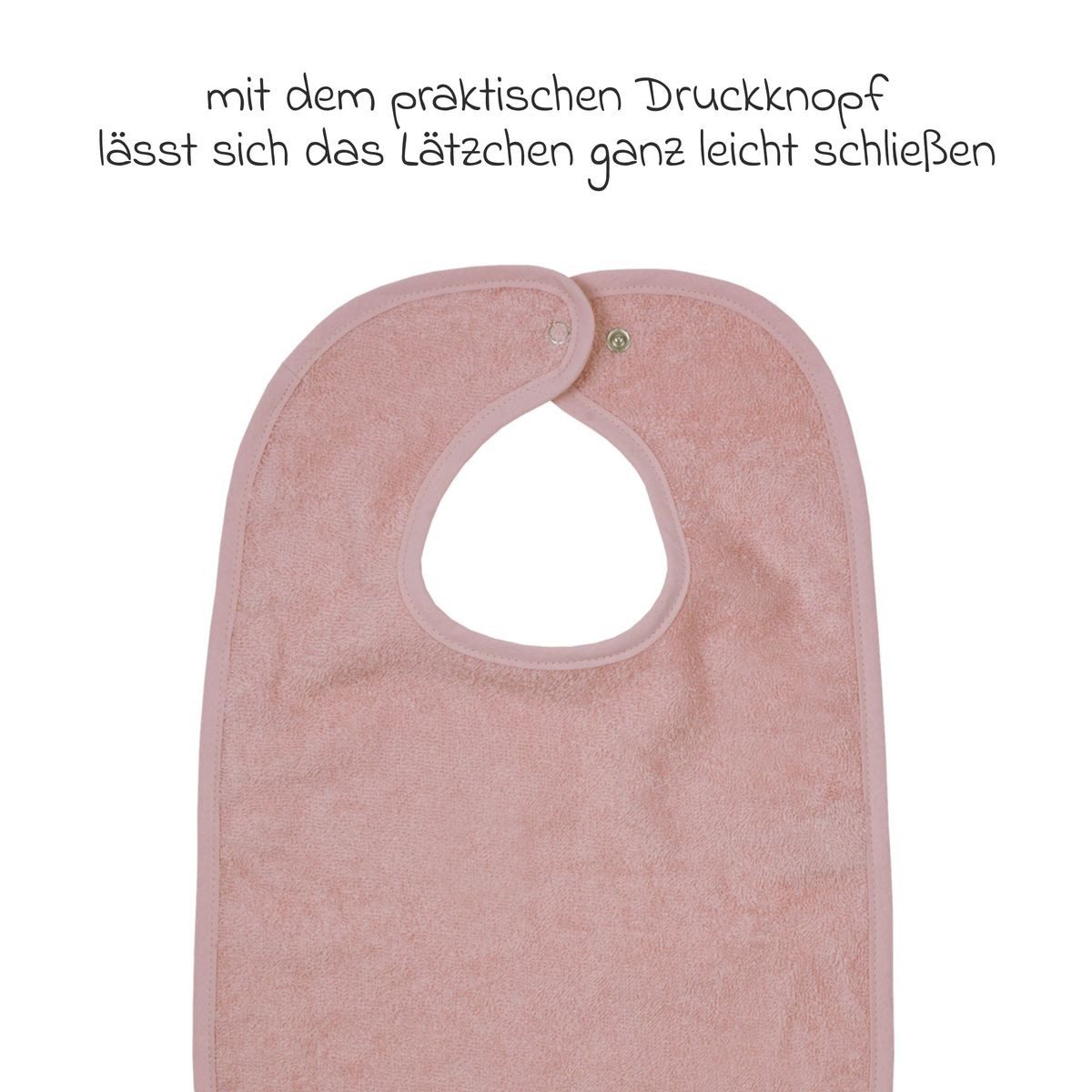 Wörner Lätzchen Rosa, 2er Set Baby Lätzchen Kinderlätzchen mit Druckknopf 100% Baumwolle