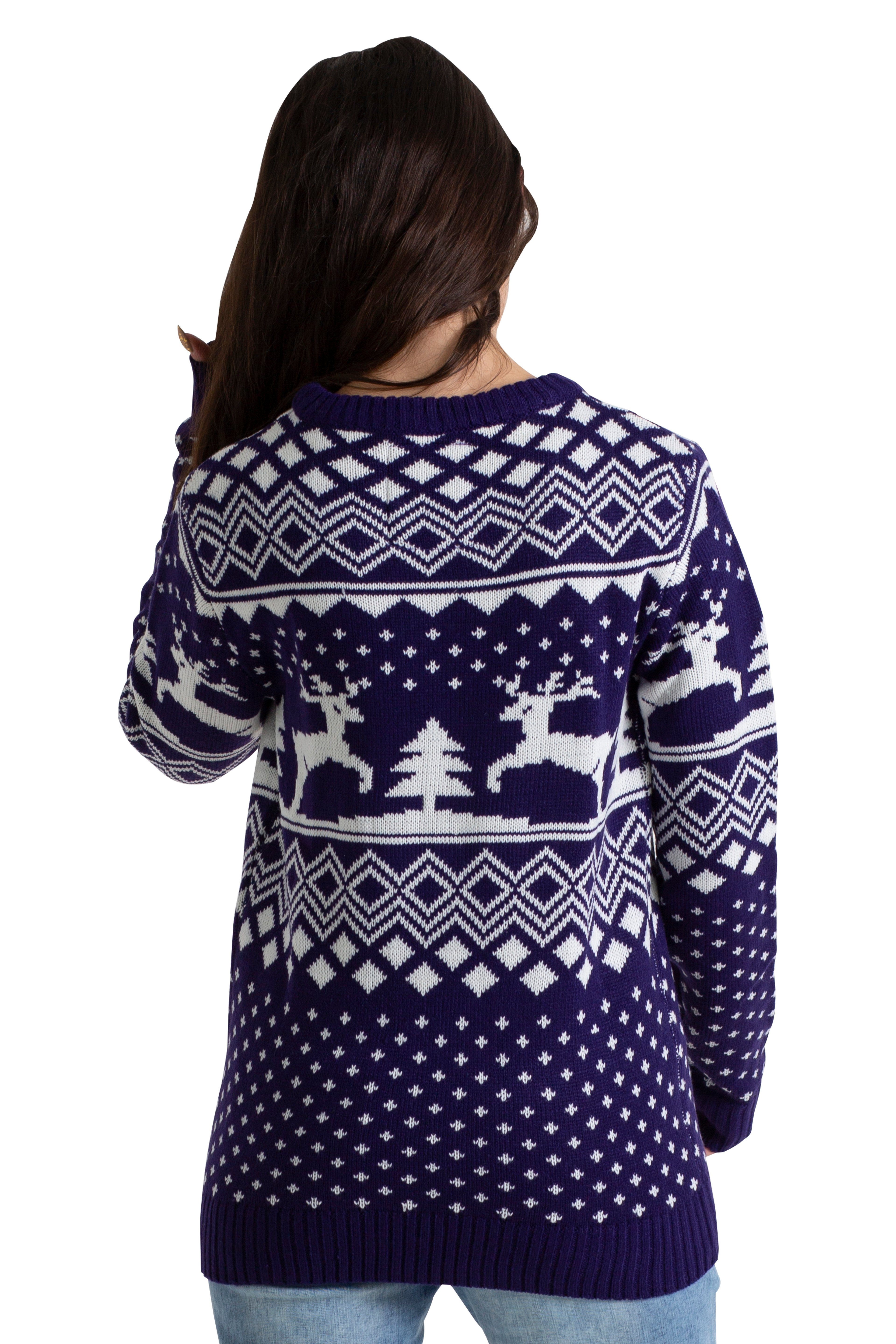BlauerHafen Weihnachtspullover Damen Weihnachts Pullover lange Ärmel Knit Rundhals Christmas Jumper