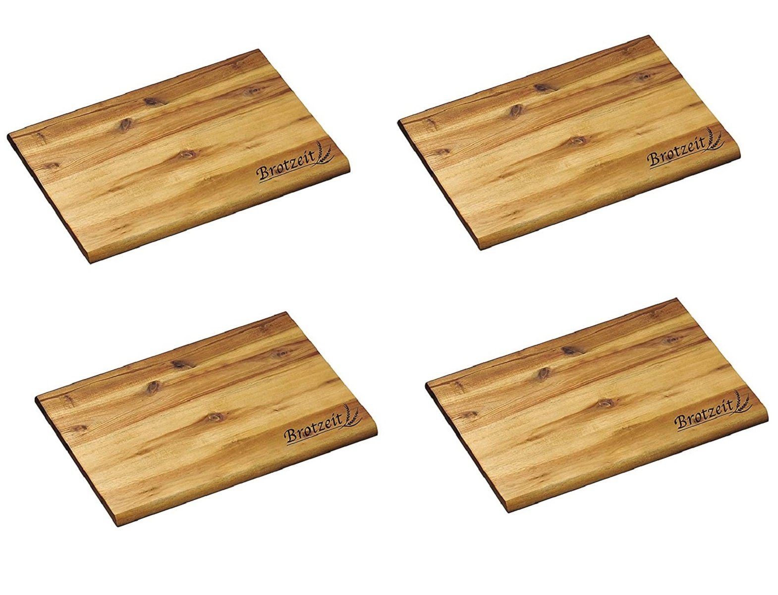 Neustanlo Frühstücksbrett Frühstücksbrett Holz Akazie 4er XL Set Brotzeit extra groß