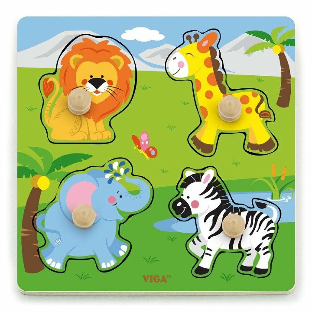 Viga® Holzspielzeug Puzzle VIGA Holzpuzzle Tiere aus dem Zoo, Puzzleteile