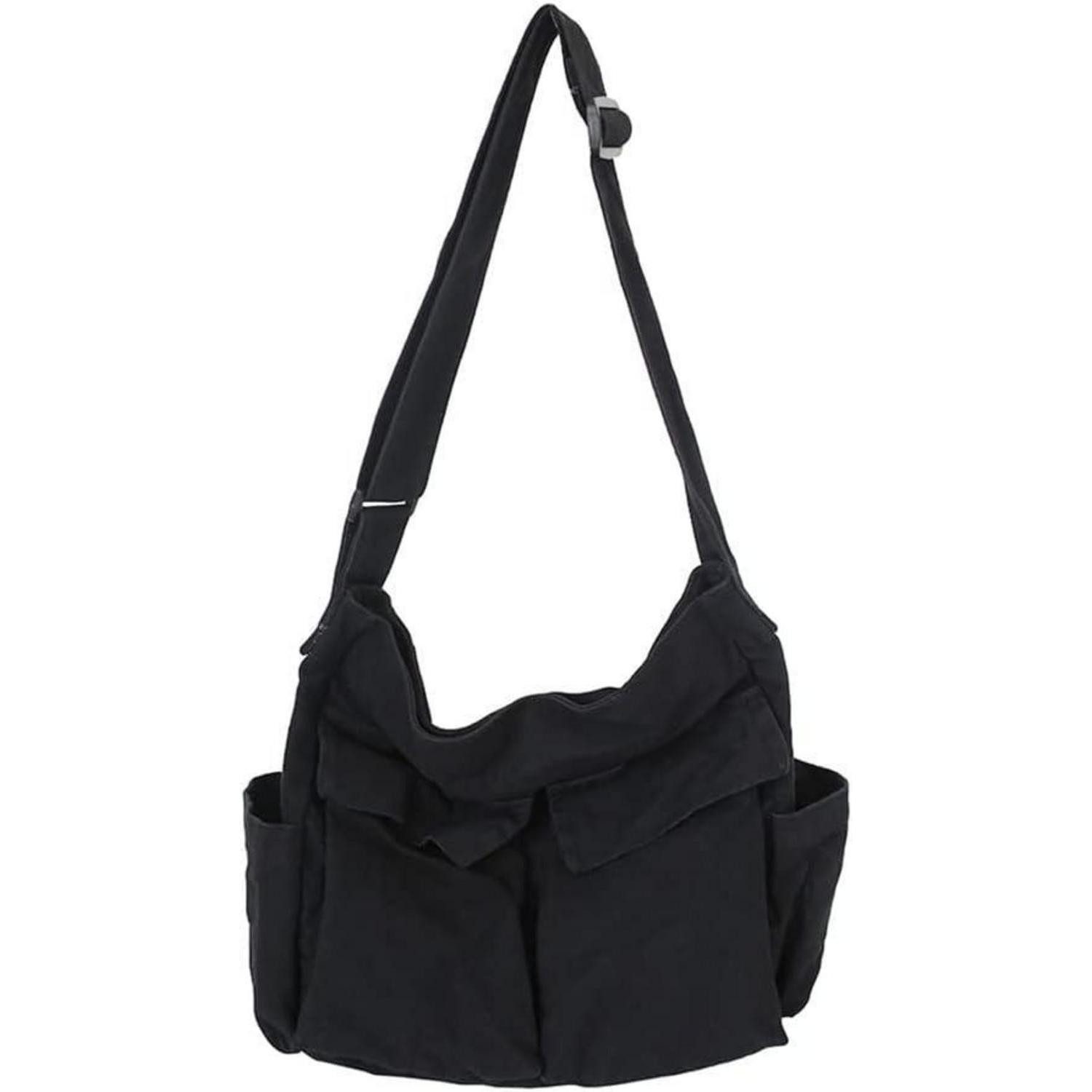 LuxusKollektion Messenger Bag Kuriertasche aus Leinenstoff Vintage Canvas Messenger Bag groß Hobo