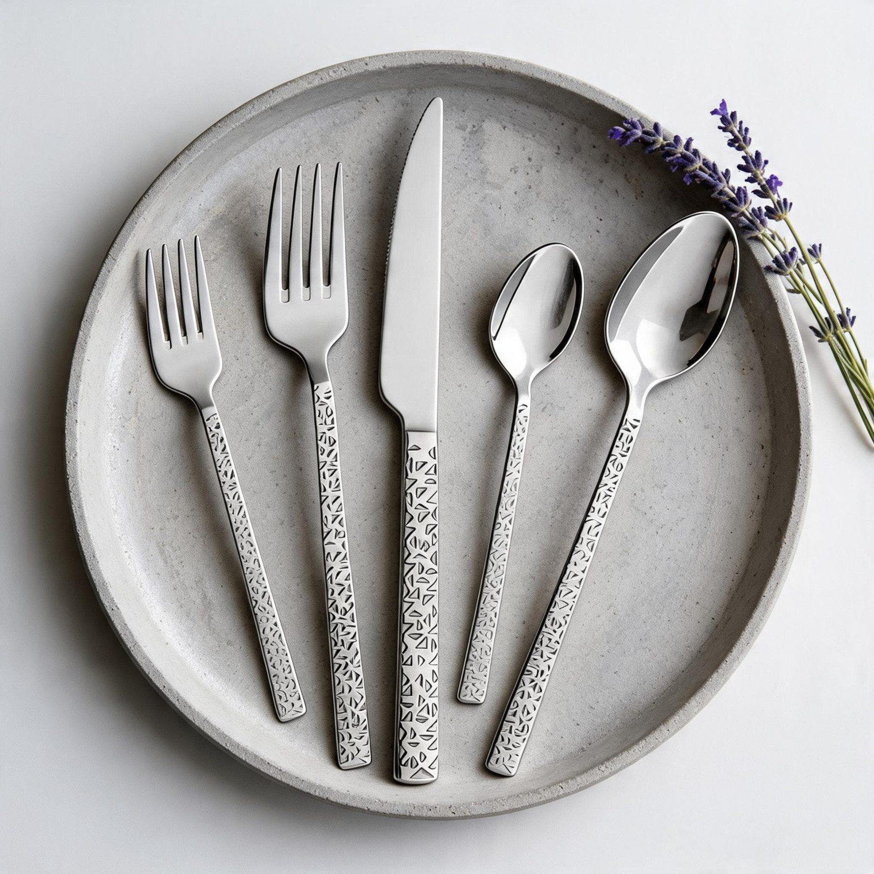 Mulex Besteck-Set Besteck Siena, mit feiner Hammerschlag-Struktur (30-tlg), 6 Personen, Chromstahl, elegantes Besteck mit beeindruckend schöner Optik