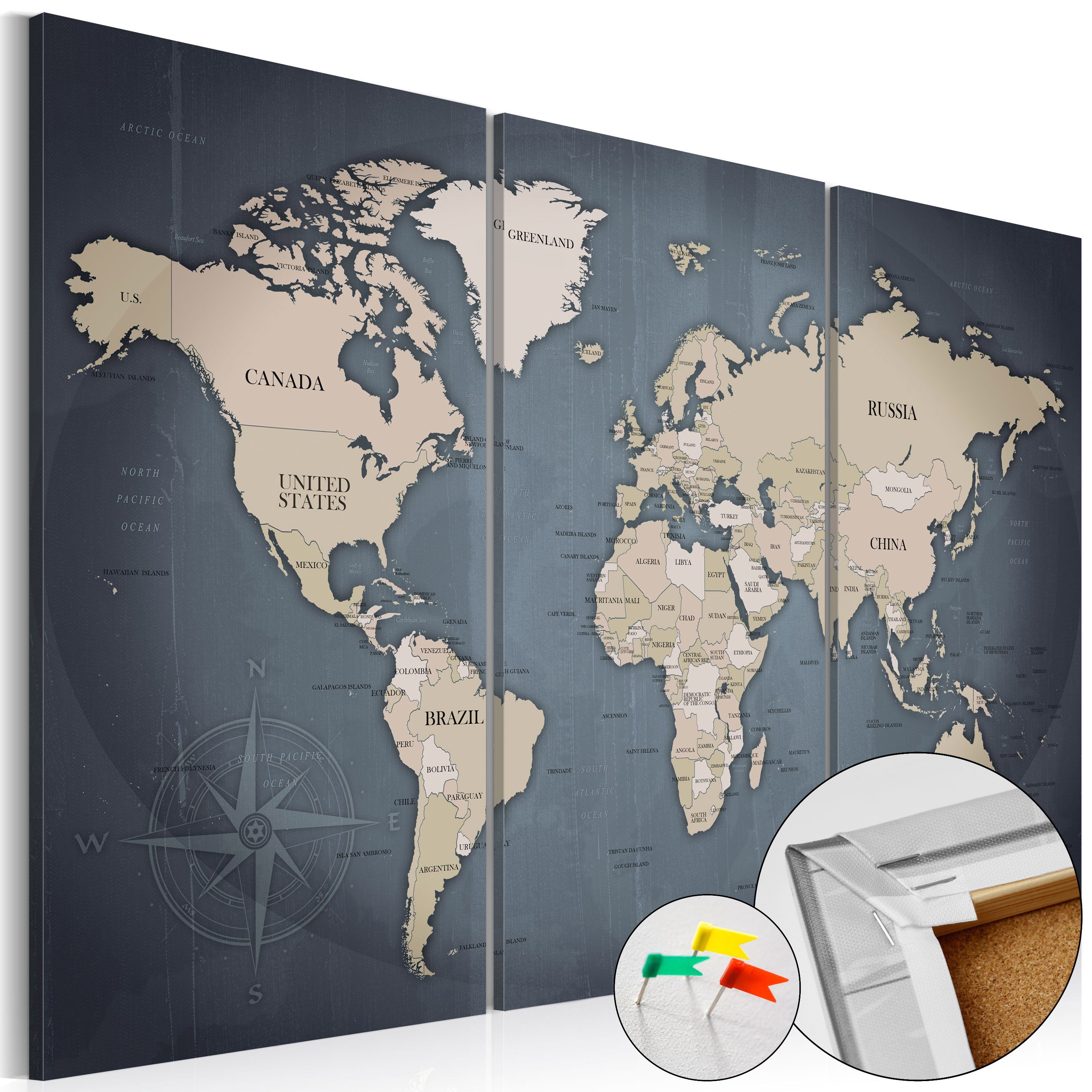Artgeist Pinnwand Anthracitic World [Cork Map]