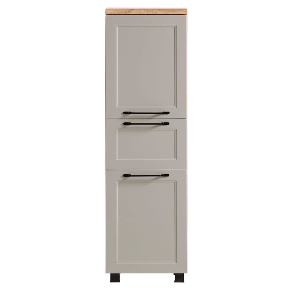 Lomadox Unterschrank MARLING-03 Badmöbel Midischrank in kaschmir mit Wotan Eiche Nb., 40/130/35 cm
