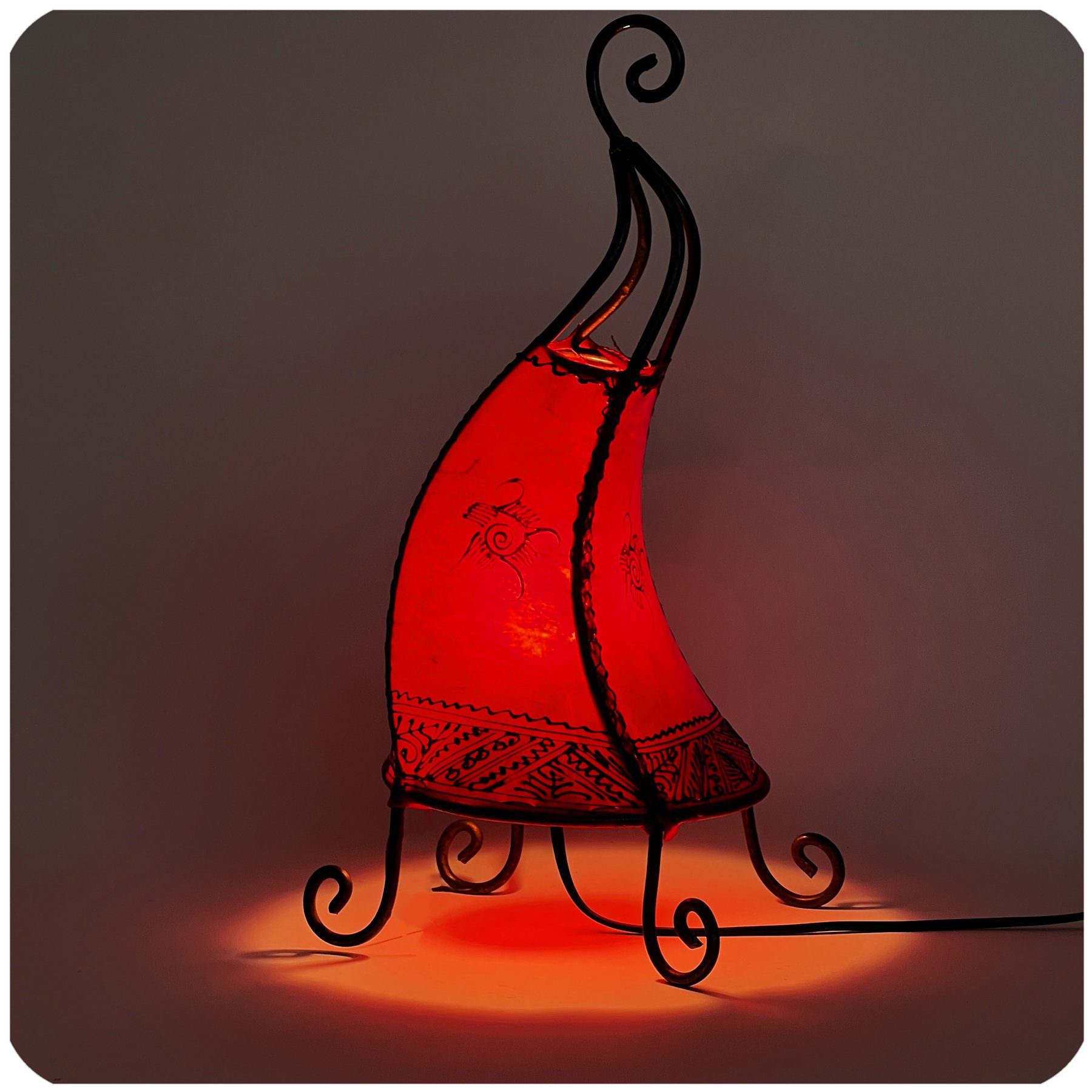 SIMANDRA Stehlampe Coq Sonne, Ambilight, ohne Leuchtmittel, Warmweiß, marokkanische Lederlampe