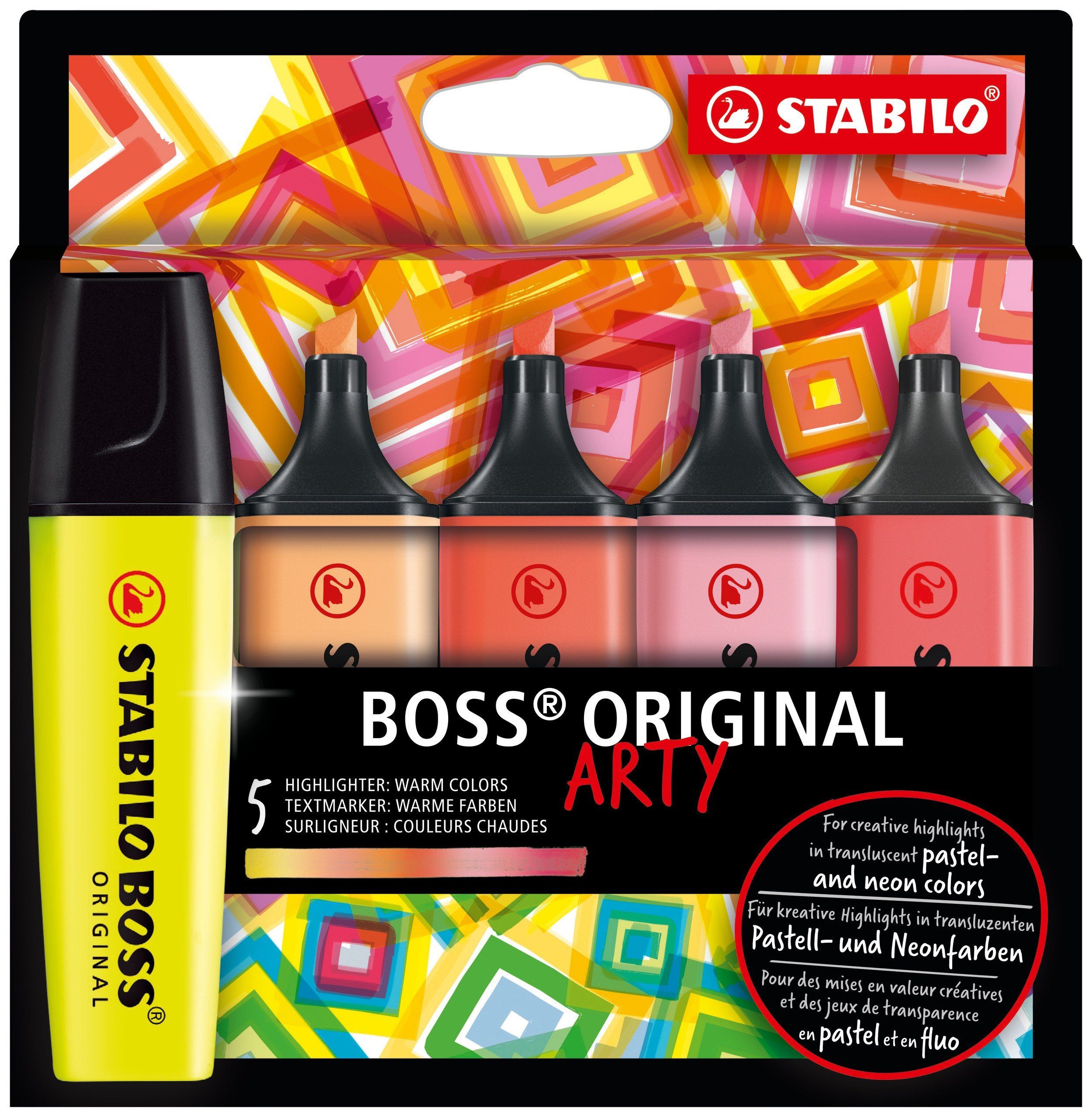 Set ARTY Farben STABILO ORIGINAL STABILO Marker Marker warme BOSS 5er