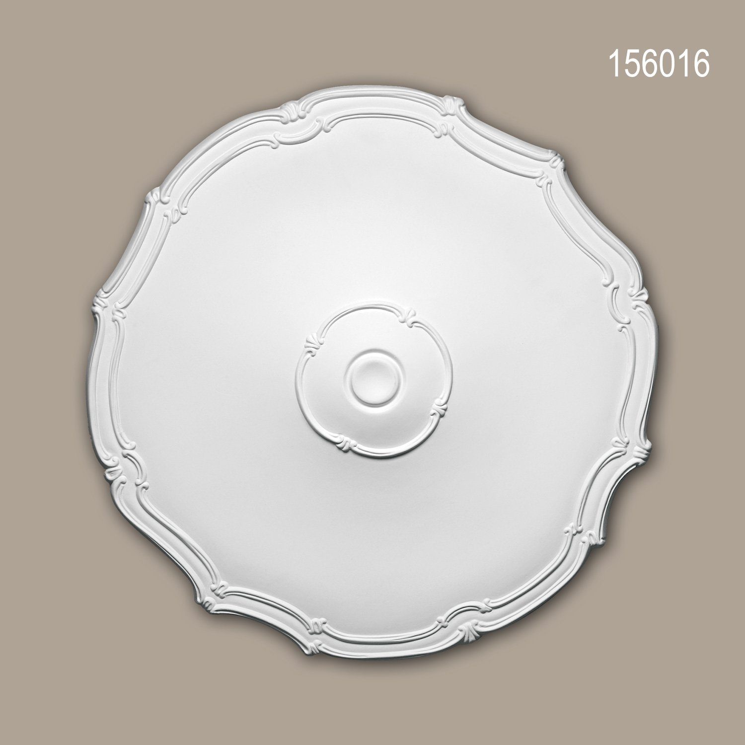 Profhome Decken-Rosette 156016 Rosette aus Polyurethan Deckenrosette Zierelement Ø 48,0 cm (Rosette, 1 St., Deckenrosette, Medallion, Stuckrosette, Deckenelement, Zierelement), weiß, vorgrundiert, Stil: Jugendstil
