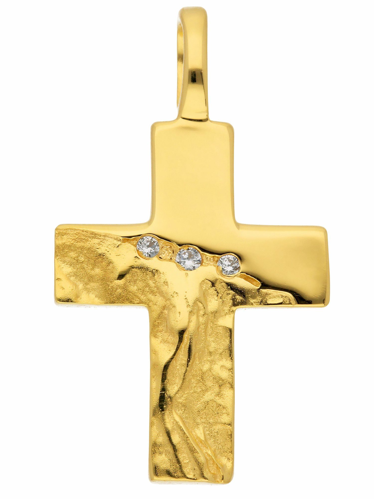 Adelia´s Kettenanhänger 333 Gold Kreuz Anhänger mit Zirkonia, mit Zirkonia  Goldschmuck für Damen & Herren, Maße - Breite 19,4 mm - Höhe 21,2 mm