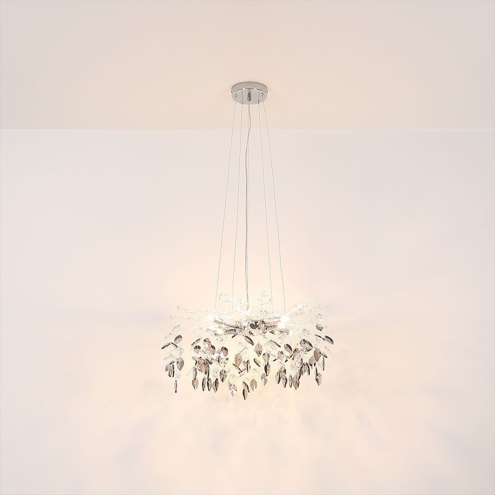 GLOBO LIGHTING LED Pendelleuchte, Leuchtmittel inklusive, Warmweiß, LED Pendelleuchte Kronleuchter Metall Glaskristalle chrom L 120 cm