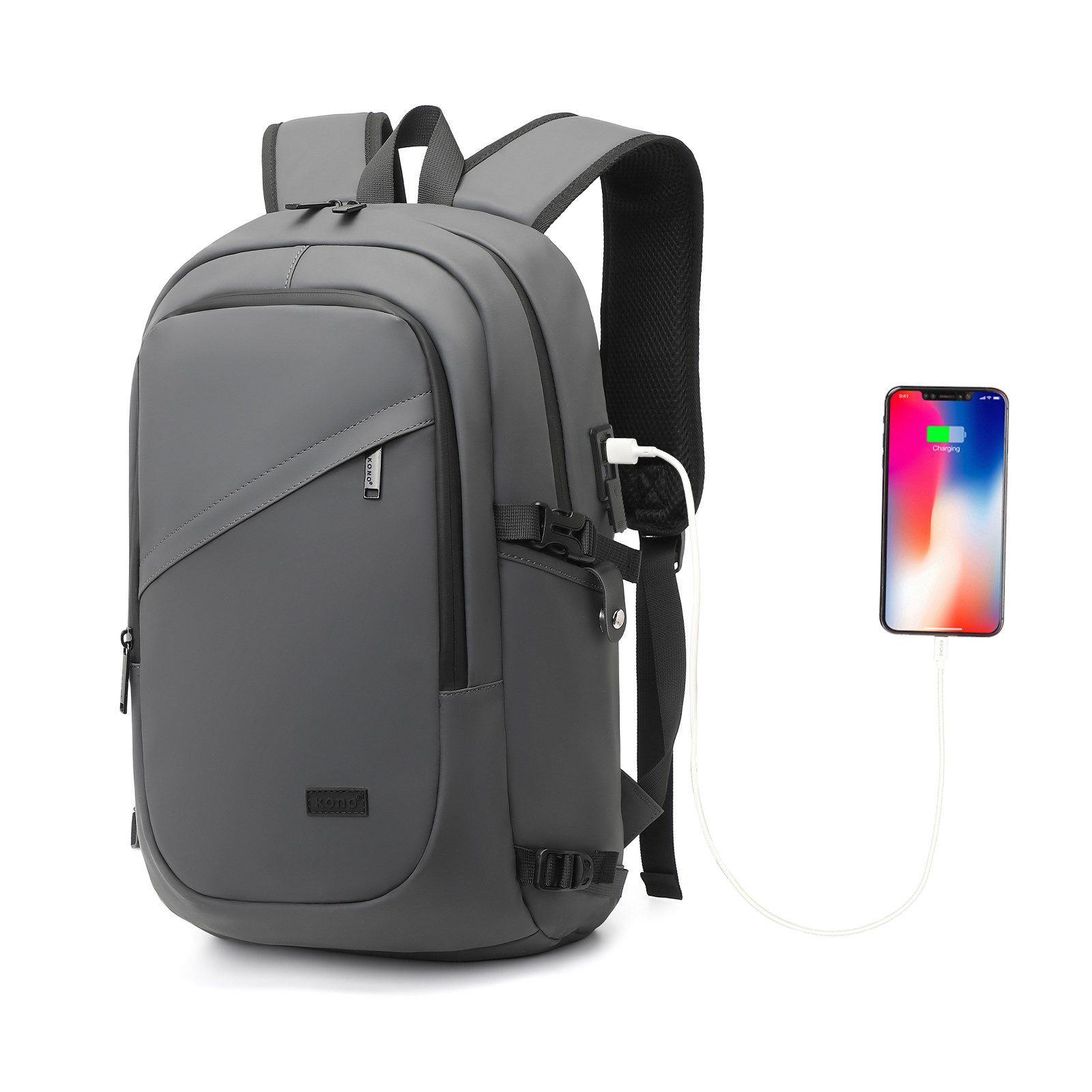 KONO Laptoprucksack, XL Laptop-Rucksack (50x30x14cm) + kleines Zahlenschloss