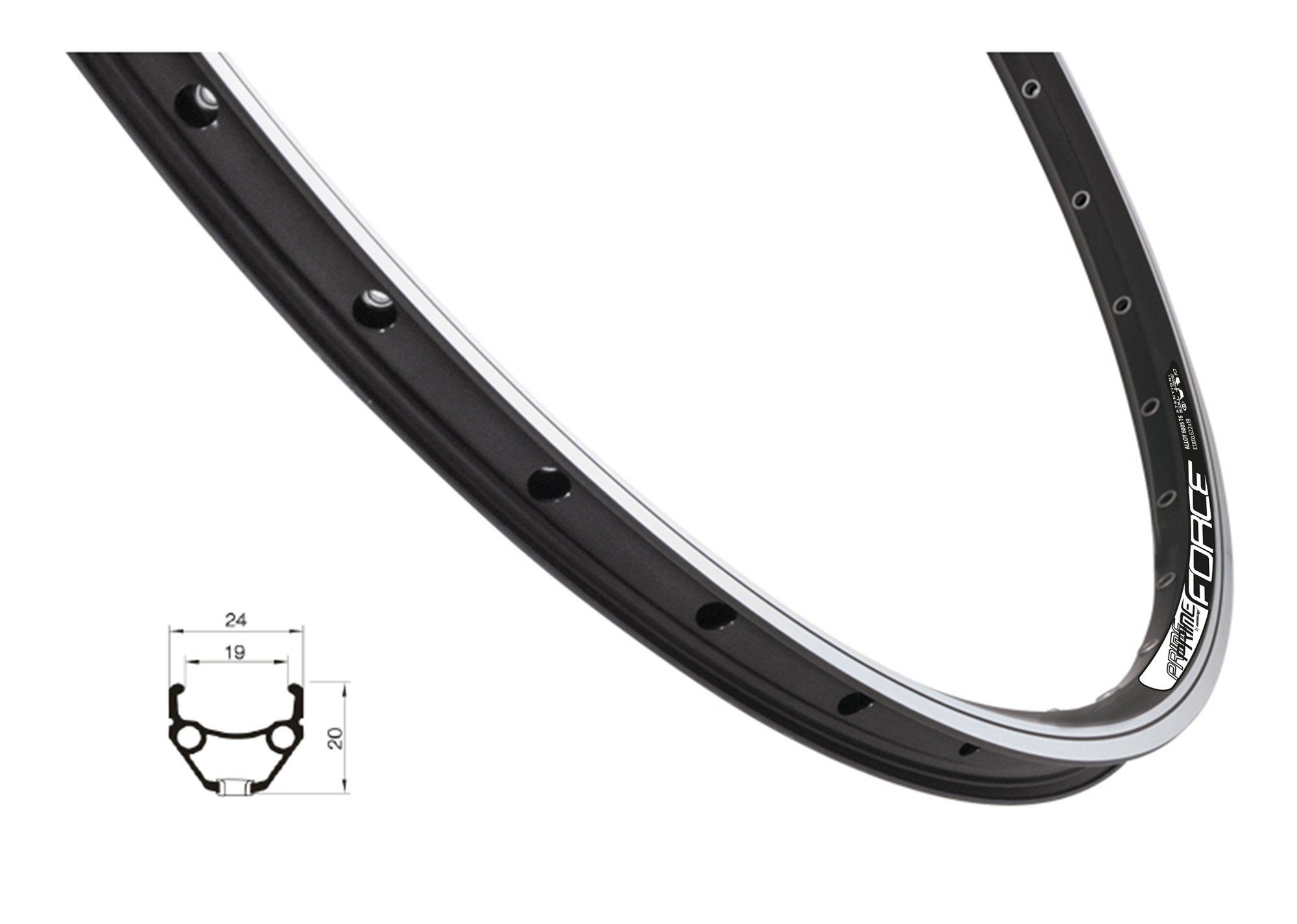 Fahrrad-Laufrad Felge28" FORCE PRIME 622x19/ 32 schwarz
