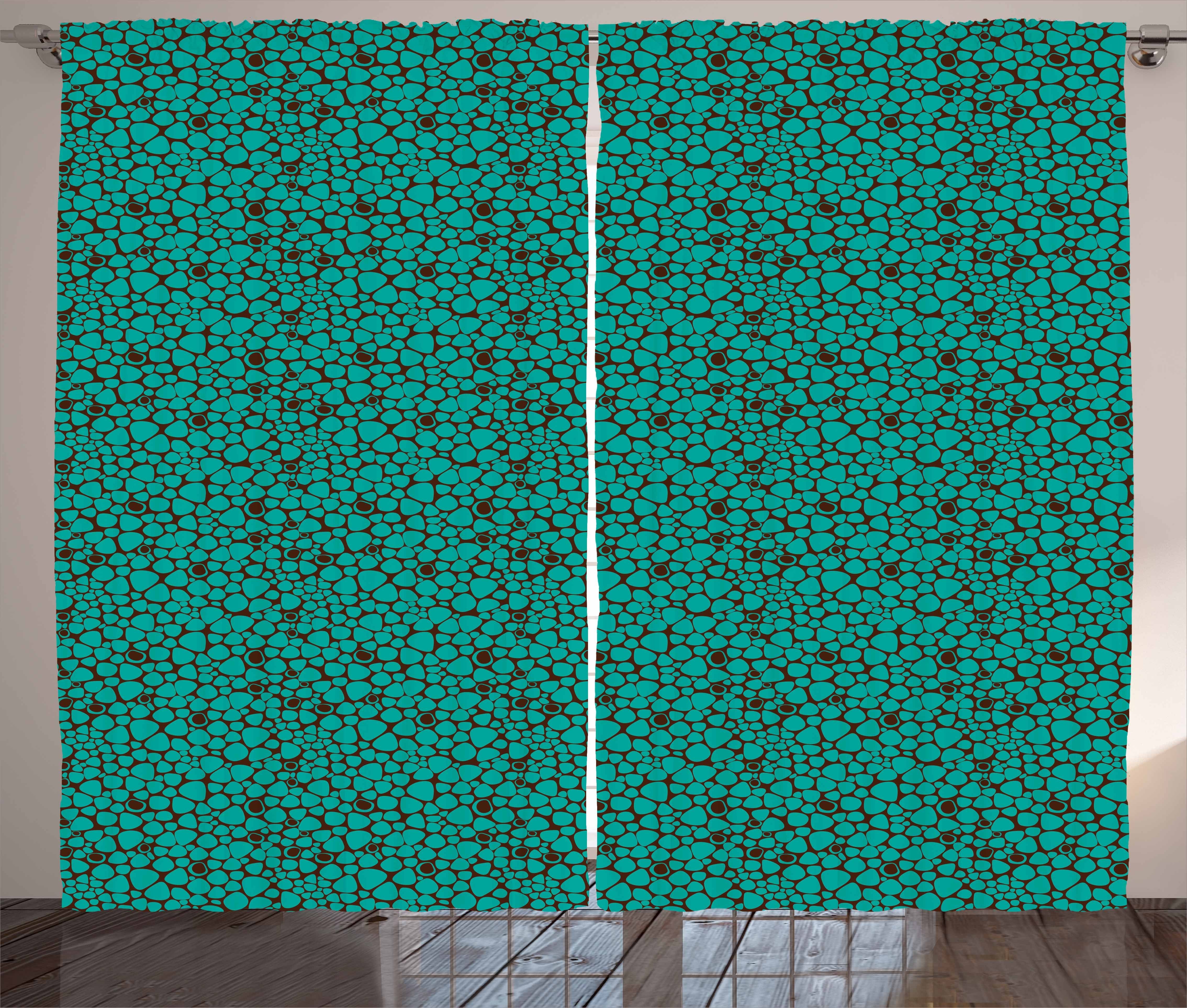 Gardine Schlafzimmer Kräuselband Vorhang mit Schlaufen und Haken, Abakuhaus, Brown und Blau Zusammenfassung Tile | Fertiggardinen