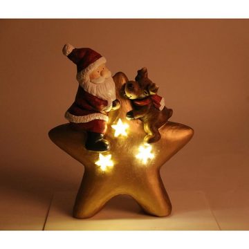 BURI Kugelleuchte 4 Stück Dekofigur LED-Stern mit Weihnachtsmann & Rentier Dekoration