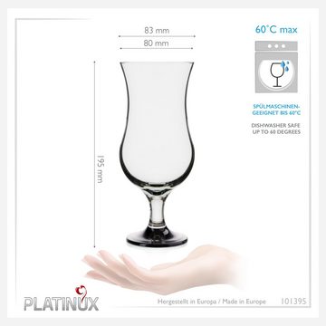 PLATINUX Cocktailglas Cocktailgläser mit Schwarzem Ombré Effekt, Glas, 400ml (max. 470ml) Set 6-Teilig Partygläser Milkshakeglas