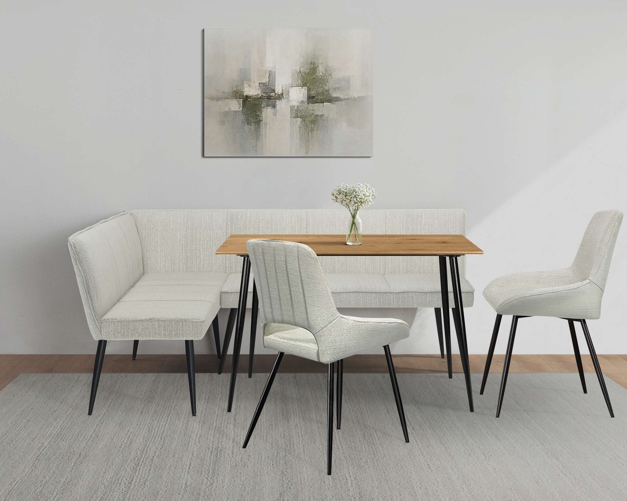 OTTO home Eckbankgruppe Danny/Ianna/Derrek, (Set, 4-tlg., Eckbankgruppe mit Tisch, Eckbank, Stühle), Sitzgruppe, Eckbank und Stühle bequem gepolstert, Tisch 120x80 cm