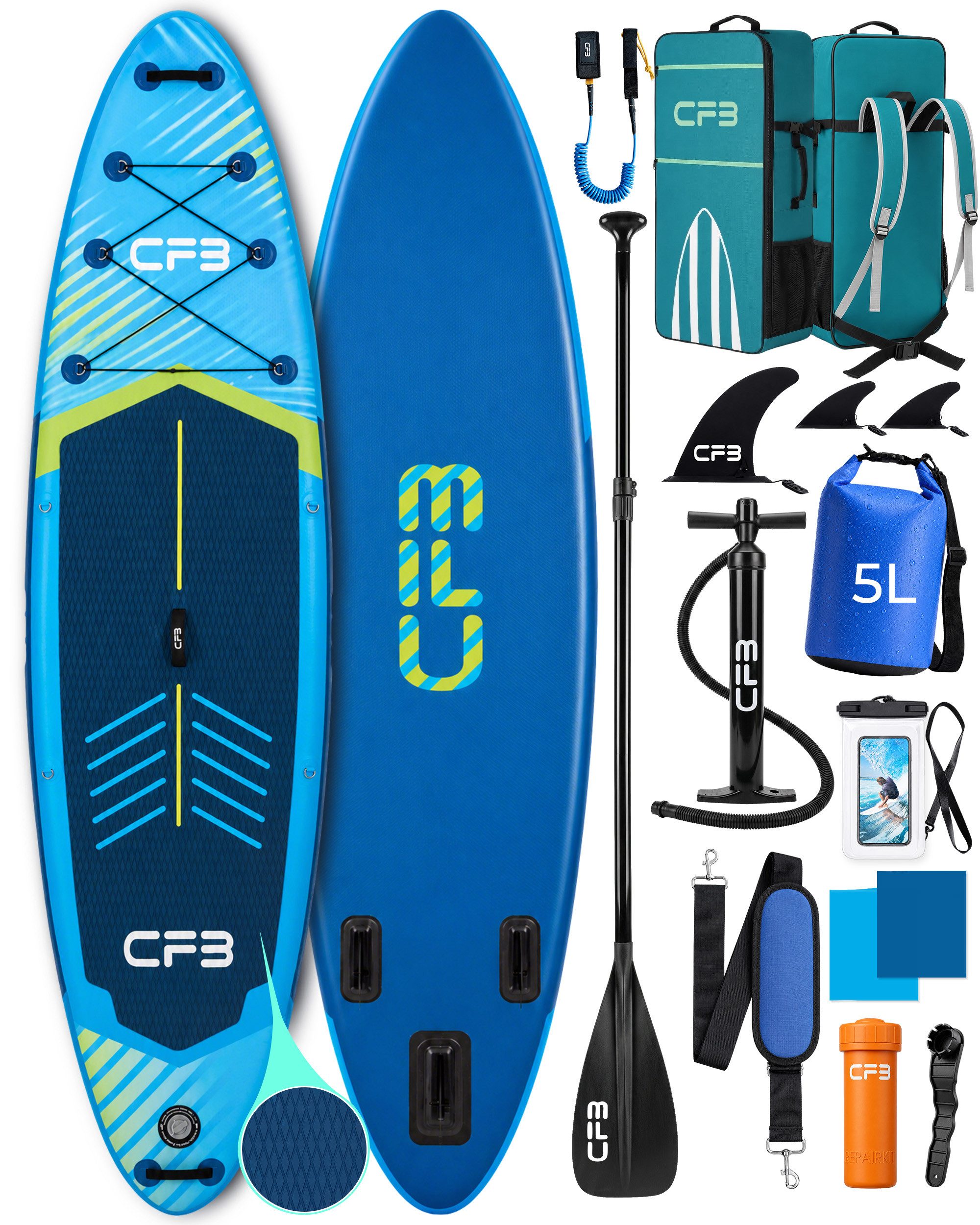 SUP-Board Set 320x84x15 cm extra breit, 160 kg Traglast