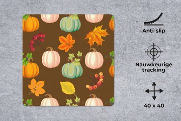 MuchoWow Gaming Mauspad Herbst - Kürbisse - Muster (1-St), Mousepad mit Rutschfester Unterseite, Gaming, 40x40 cm, XXL, Großes