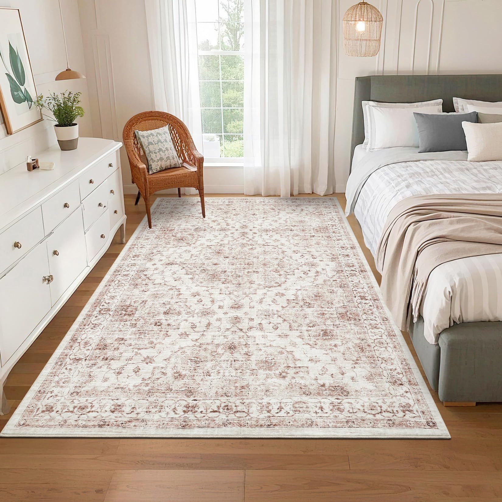 GarveeMore Teppich Faltbarer Boho-Teppich mit Print-Design (Kaschmir-Optik), rechteckig, Höhe: 6 mm, für Wohnzimmer & Schlafzimmer & Flur
