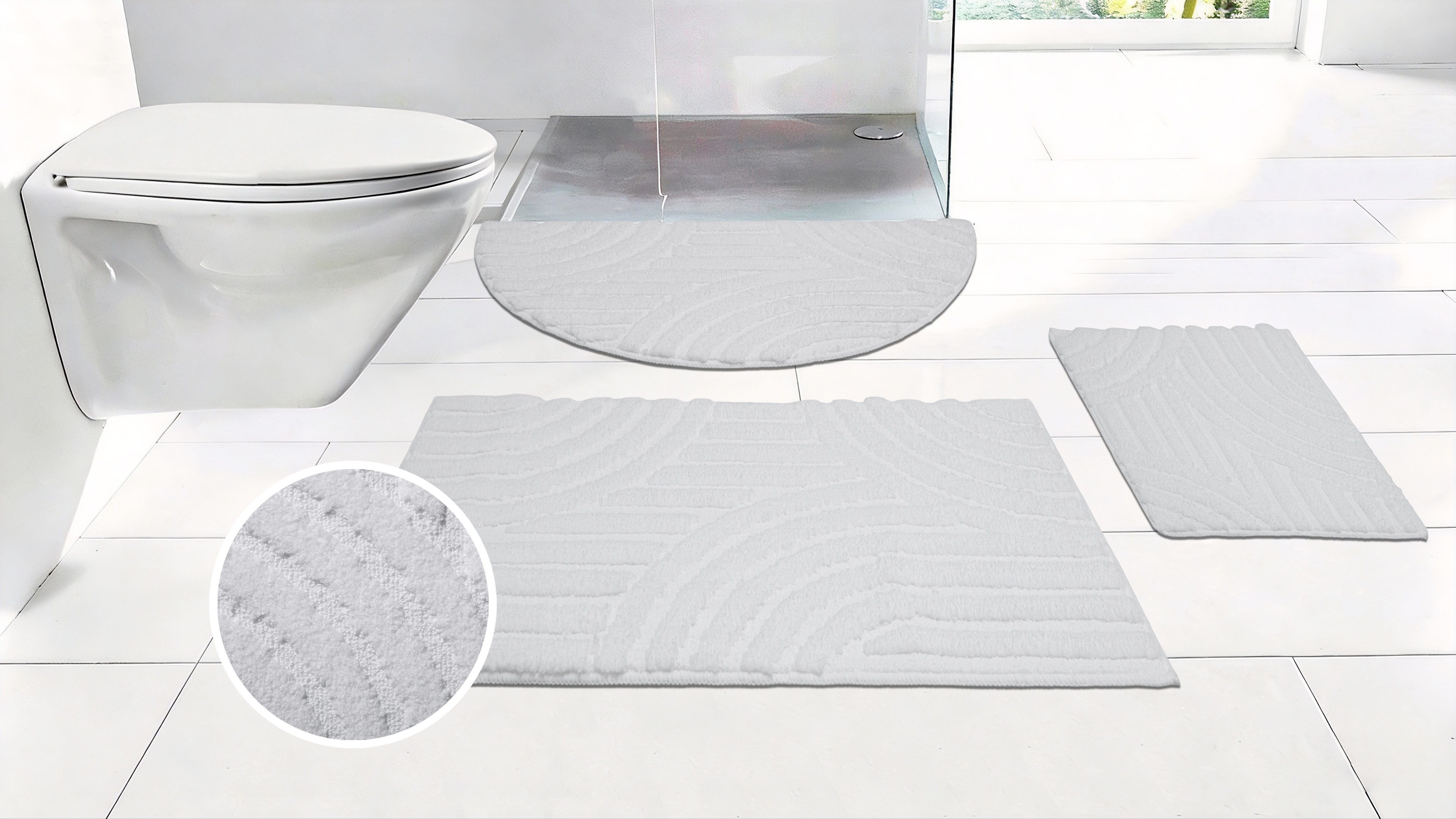 OTTO home Badematte Regona Scandi, Badvorleger, Badezimmer Teppich, Duschvorleger, Höhe 10 mm, rutschhemmend beschichtet, strapazierfähig, Polyester, rechteckig, Badteppich, Uni Farben, Hoch-Tief-Effekt, modernes Muster, Zen