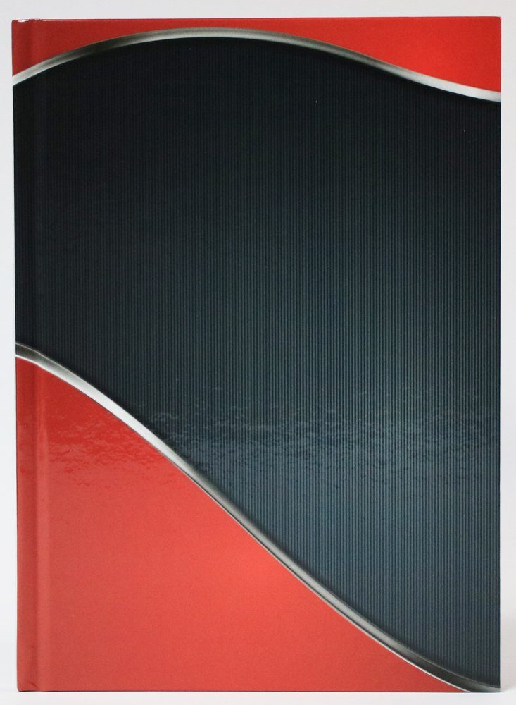 ADINA Notizbuch ADINA Notizbuch A4 rotes Muster mit kariert Rand fester schwarz Deckel