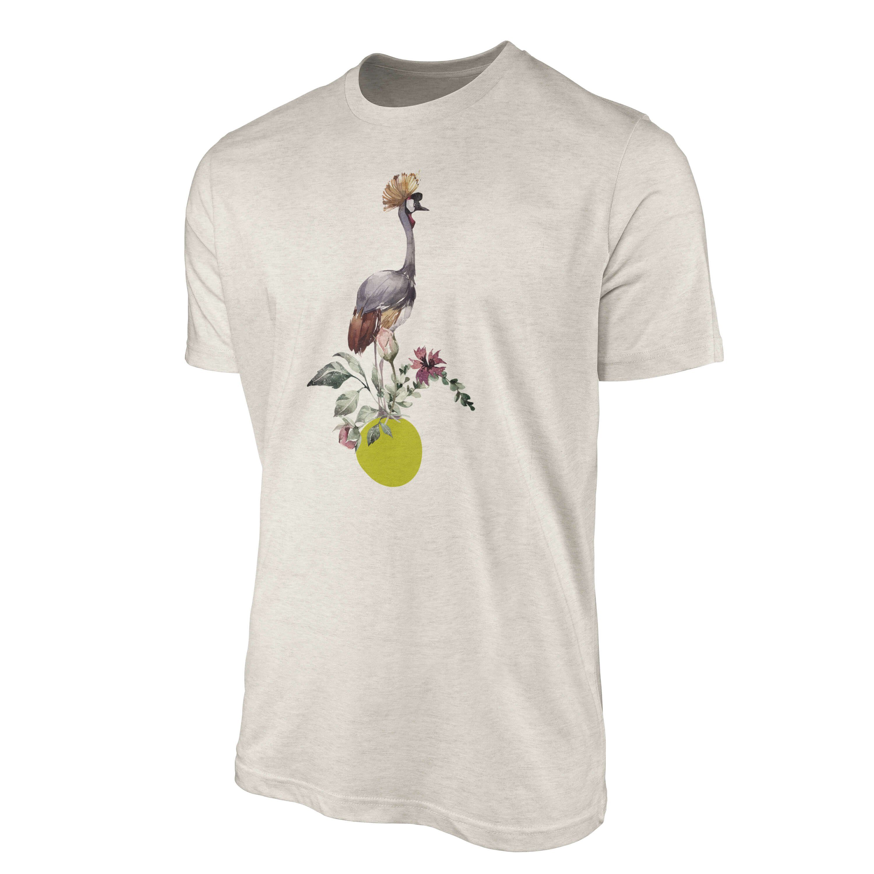 Shirt Nachhaltig T-Shirt Ökomode T-Shirt Art Motiv (1-tlg) Organic Bio-Baumwolle Sinus Farbe Aquarell Herren Kranich