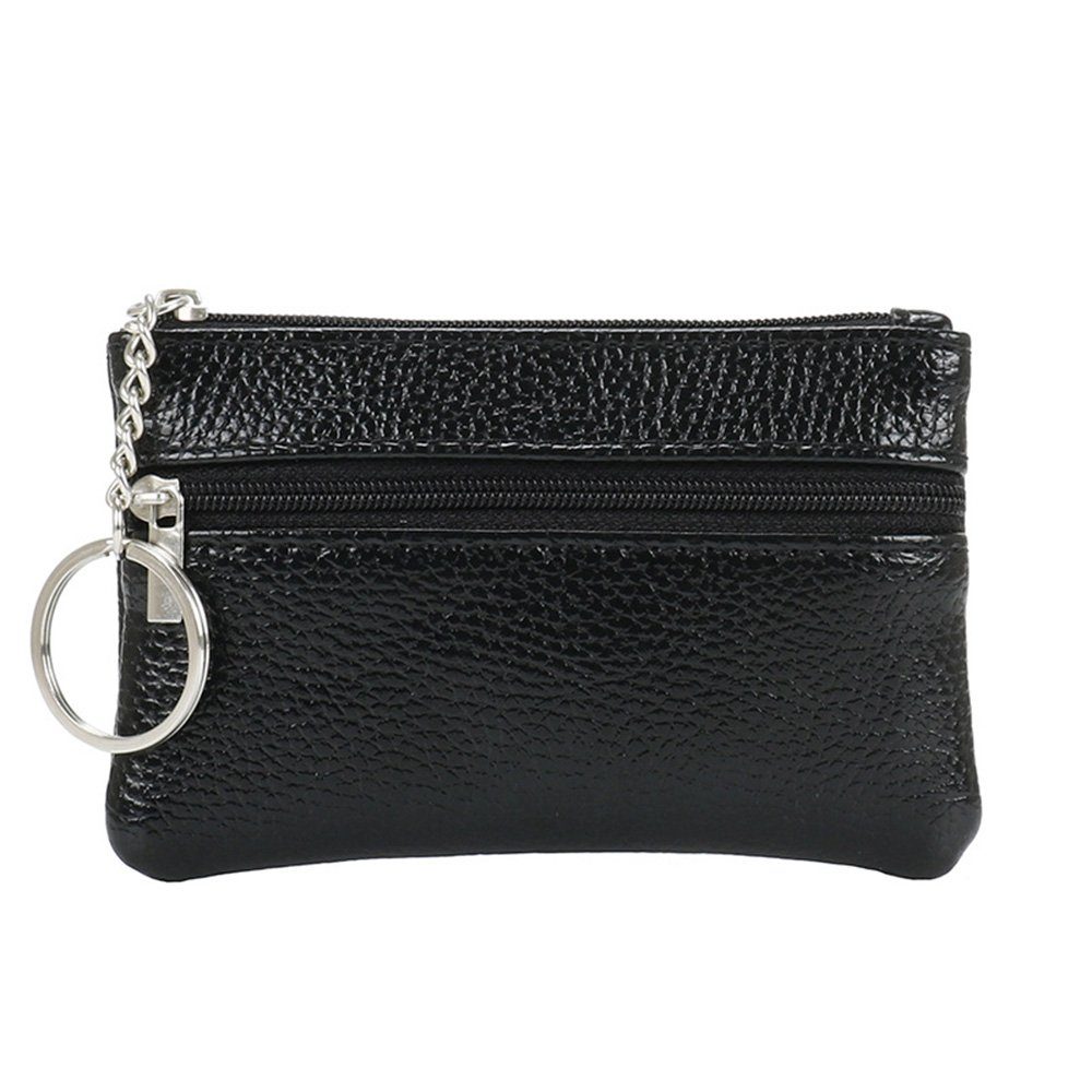 Invanter schwarz glattem Geldbeutel Damen Synthetisches und Leder weichem Brieftasche aus