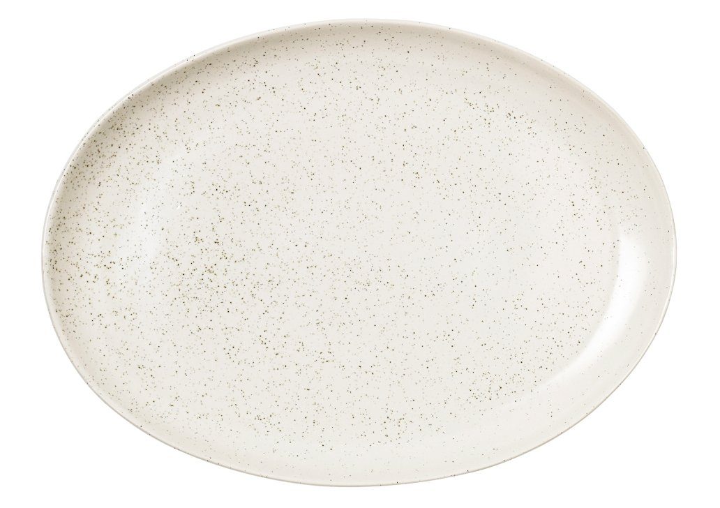 Broste Copenhagen Servierplatte NORDIC VANILLA Platte oval 35,5 cm, Steinzeug, (Platten oval), Nordic Vanilla Platte oval