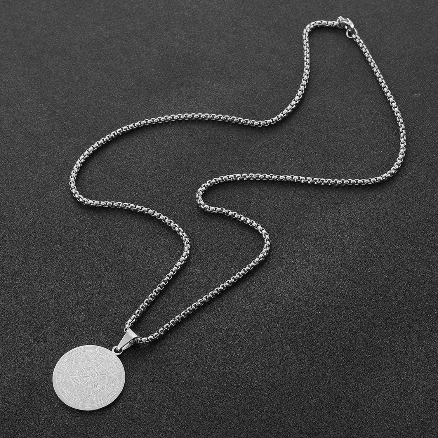LuxusKollektion Kette mit Anhänger AFSTALR Herren Halskette 7 Erzengel Siegel Medaille Talisman Edelstahl – Bild 4 von 5