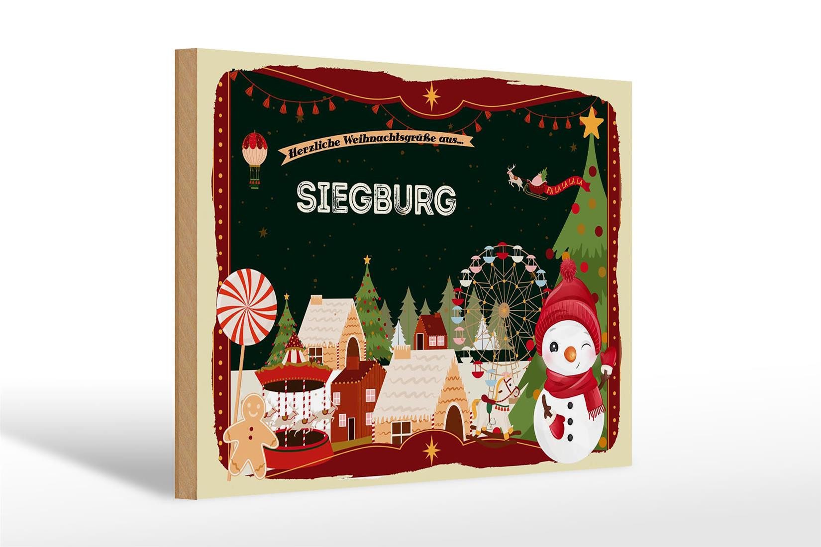 Femer GmbH Holzbild Weihnachten Grüße SIEGBURG 30x20cm, Feste und Feiertage (1 St), Glatte Holzfaserplatte (MDF), vorn beschichtet