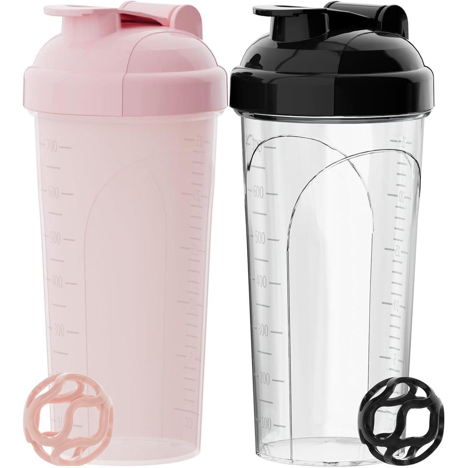 LuxusKollektion Protein Shaker Protein Shaker 700ml 2 Auslaufsicher Schraubdeckel Rosa weiß Schwarz