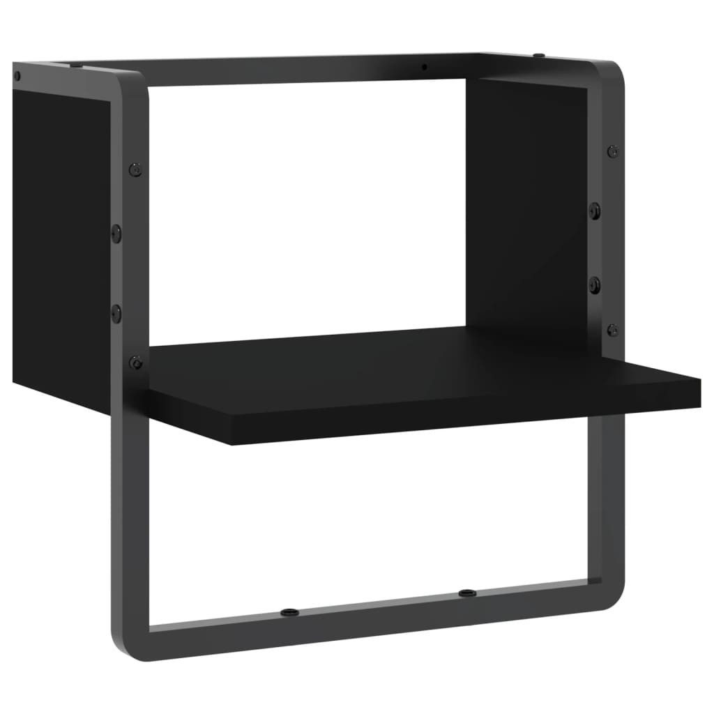 vidaXL Regal Wandregal mit Stange Schwarz günstig online kaufen