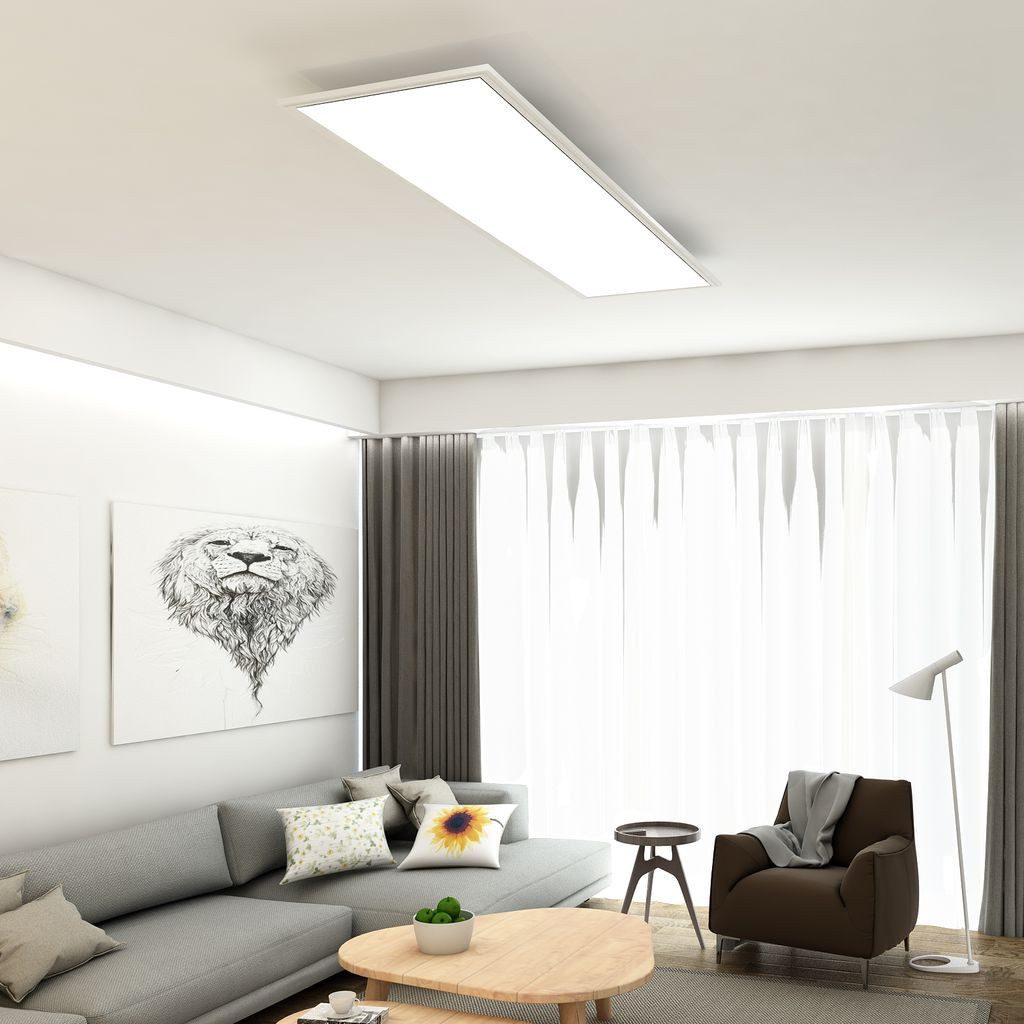 Briloner Leuchten LED Deckenleuchte LED Panel ultraflach weiß 38W - 7193016, LED fest integriert, 2700K - Extra-Warmweiß, Deckenlampe, 119,5x29,5x6cm, Weiß, 38W, Wohnzimmer, Schlafzimmer