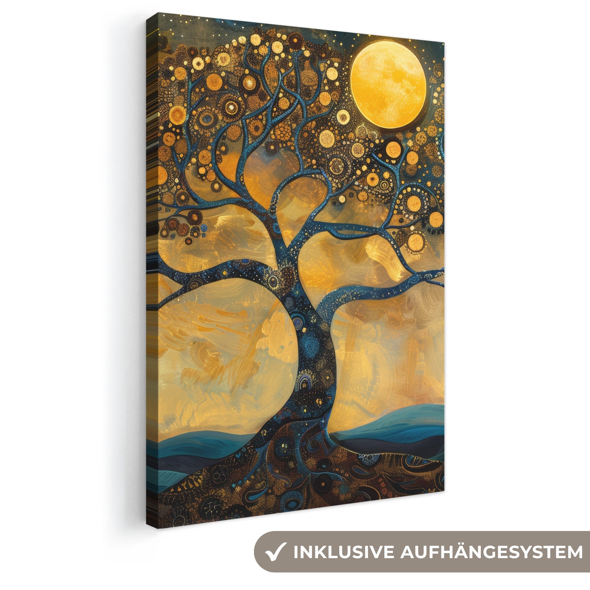 OneMillionCanvasses® Leinwandbild Baum - Industriell - Abstrakt - Gelb, Fotodruck (1 St), Leinwand Canvas Wandbild, Wanddekoration 20x30 cm