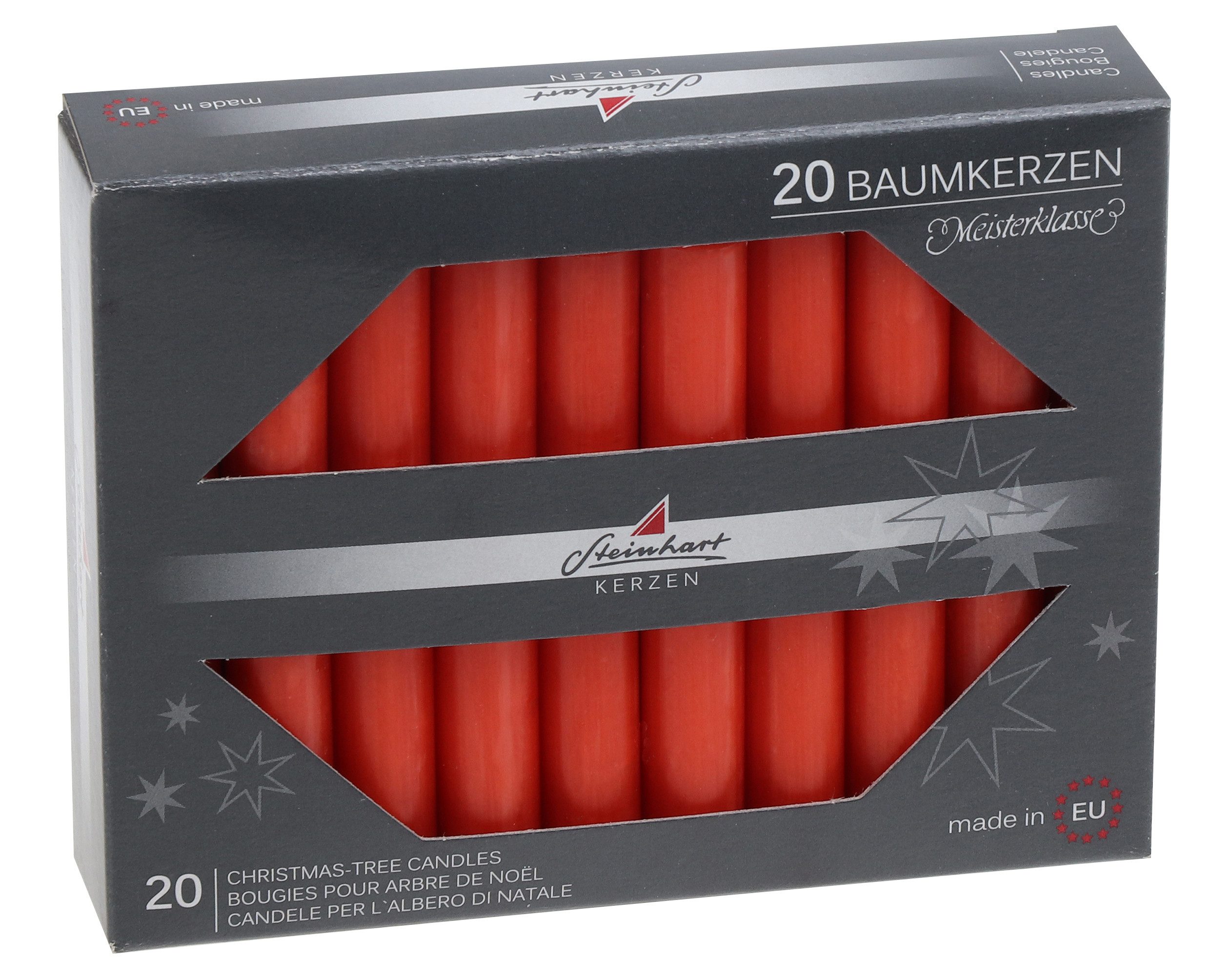 Steinhart Kerzen Adventskerze Baumkerzen durchgefärbt Rot 95 x Ø 13 mm, 20 günstig online kaufen