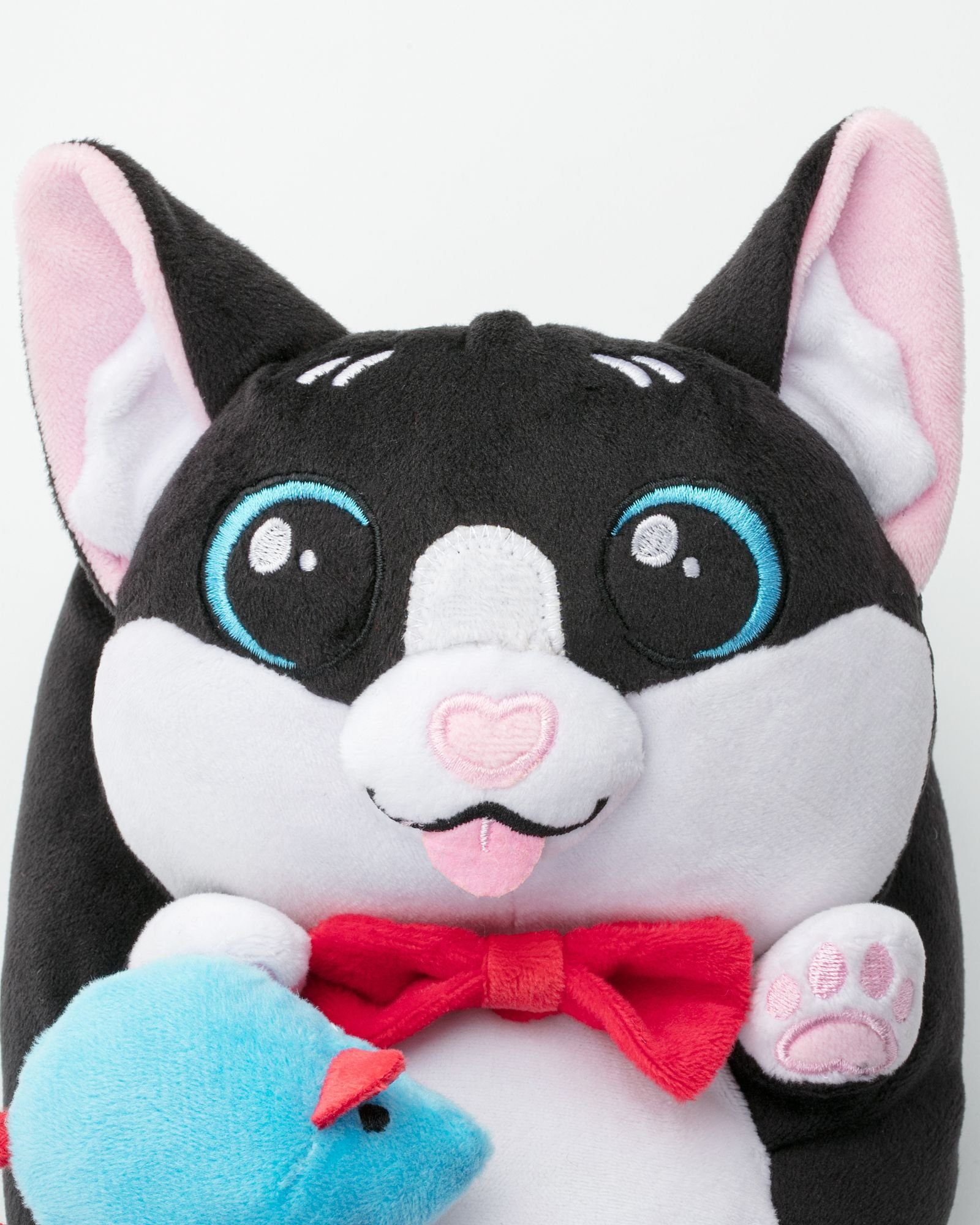 Corimori Katze Balou schwarz weiß, super warme Plüsch Hausschuhe (Packung, Geschenk) warme Tier-Pantoffeln Slipper, EU Einheitsgröße 34-44, Balou der Kater