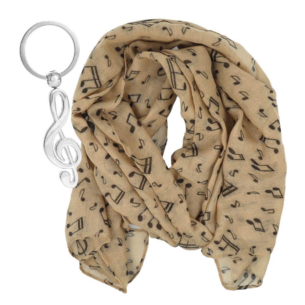 mugesh Schal Geschenkset für Musiker- Schal und Schlüsselanhänger mit Noten, für Musikerinnen und Musiker