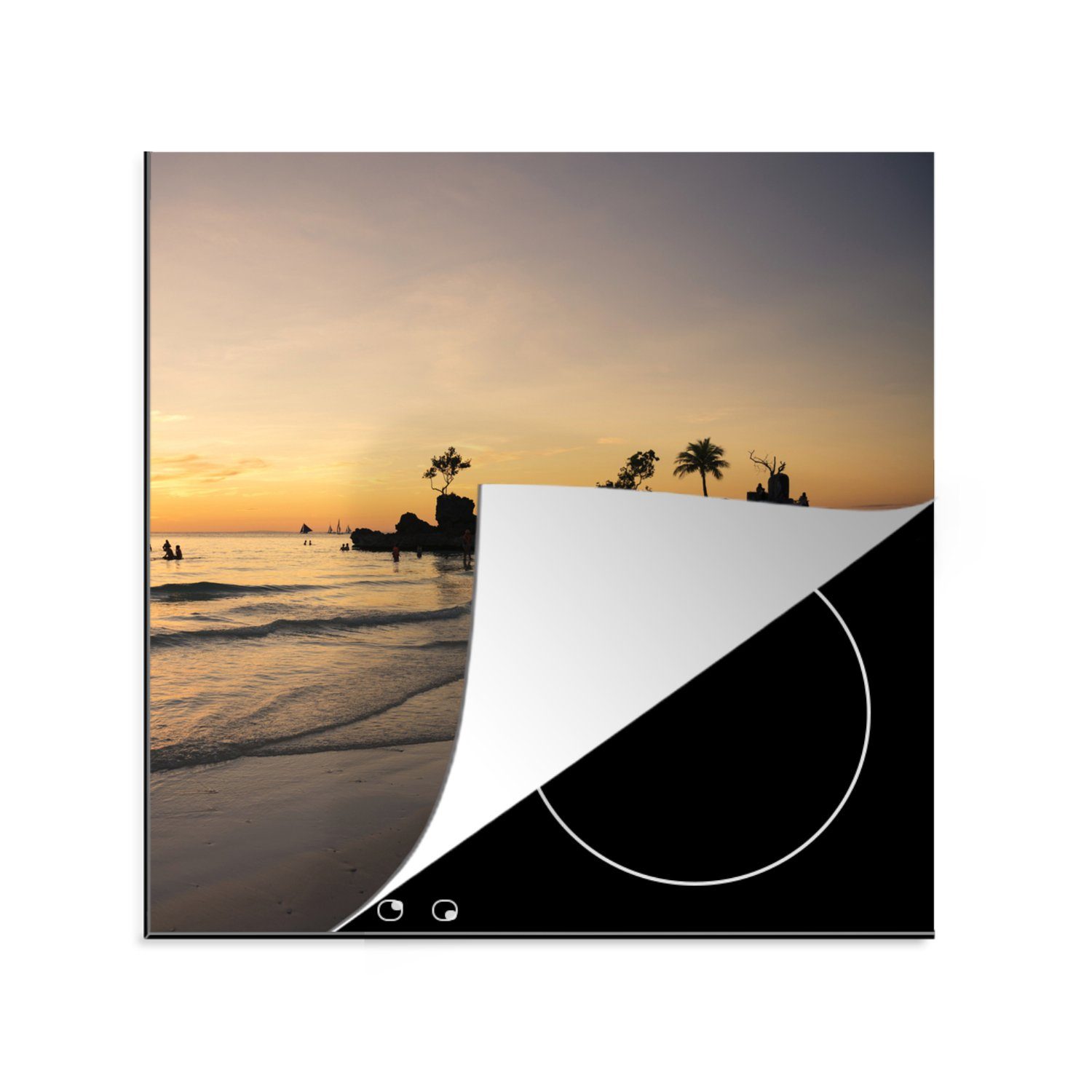 MuchoWow Herdblende-/Abdeckplatte Sonnenuntergang auf den Philippinen, Vinyl, (1 tlg), 78x78 cm, Ceranfeldabdeckung, Arbeitsplatte für küche