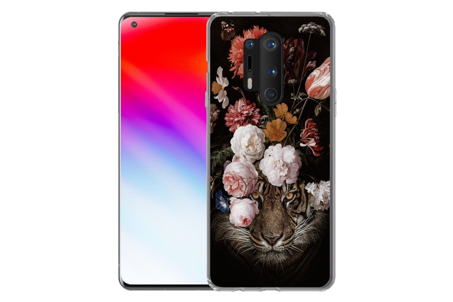 MuchoWow Handyhülle für OnePlus 8 Pro Blumen - Jan Davidsz de Heem - Tiger - Gemälde - Sti, Phone Case, Silikon, Schutzhülle Dünn