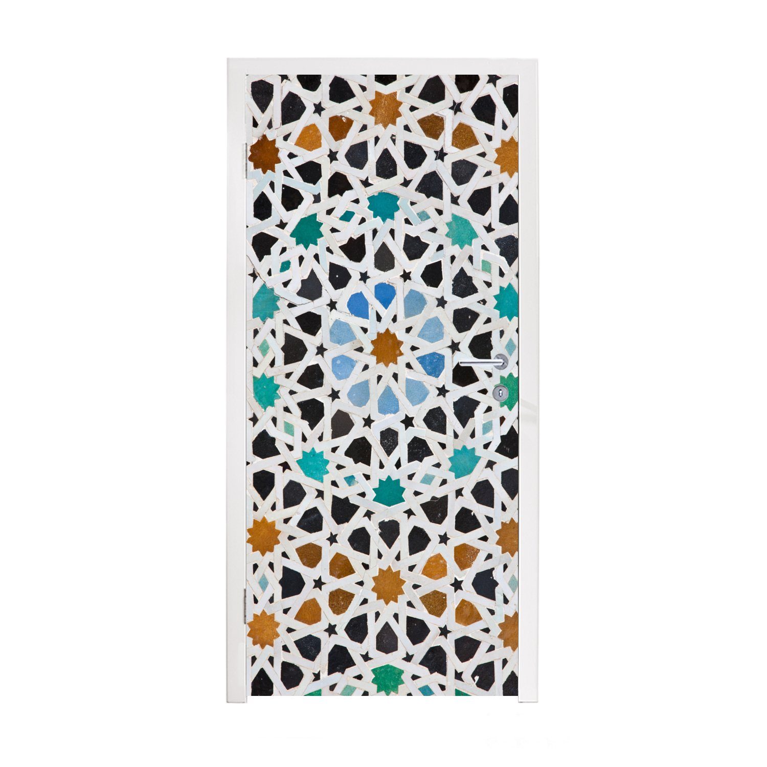 MuchoWow Türtapete Ein marokkanisches Mosaikdetail, Matt, bedruckt, (1 St), Fototapete für Tür, Türaufkleber, 75x205 cm