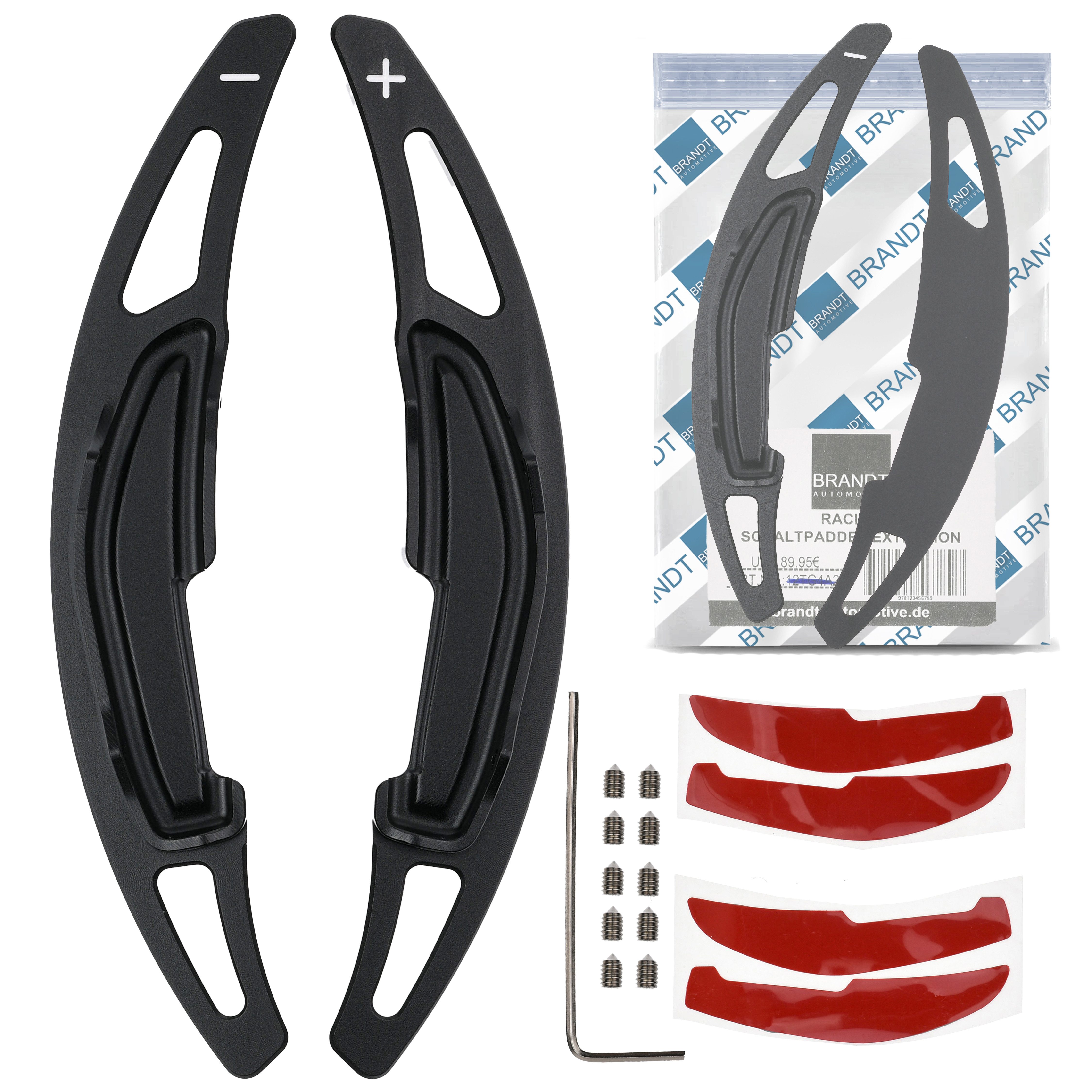 BRANDT AUTOMOTIVE Lenkeradapter Auto Lenkrad Schaltwippen Verlängerung SET Aluminium SCHWARZ, (2-tlg., für BMW M2 F22 F87 M3 F30 F35 F80 M4 F32 F82 F83 M5 F10 F18 M6 F06)