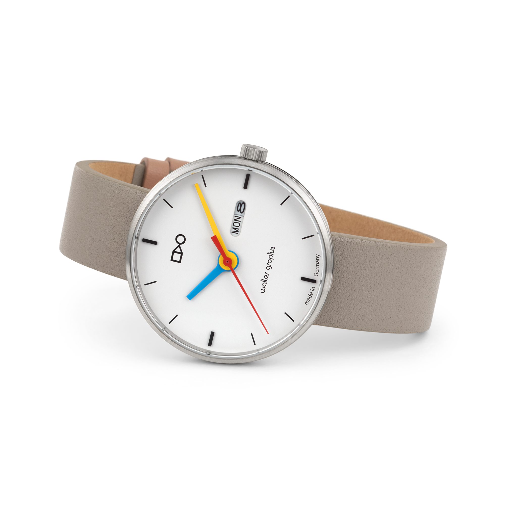 Walter Gropius Quarzuhr Made in Germany, Saphirglas, Forum Simplex - WG 007-03, Designeruhr, Lederarmband mit Easy-Release System, Edelstahlgehäuse