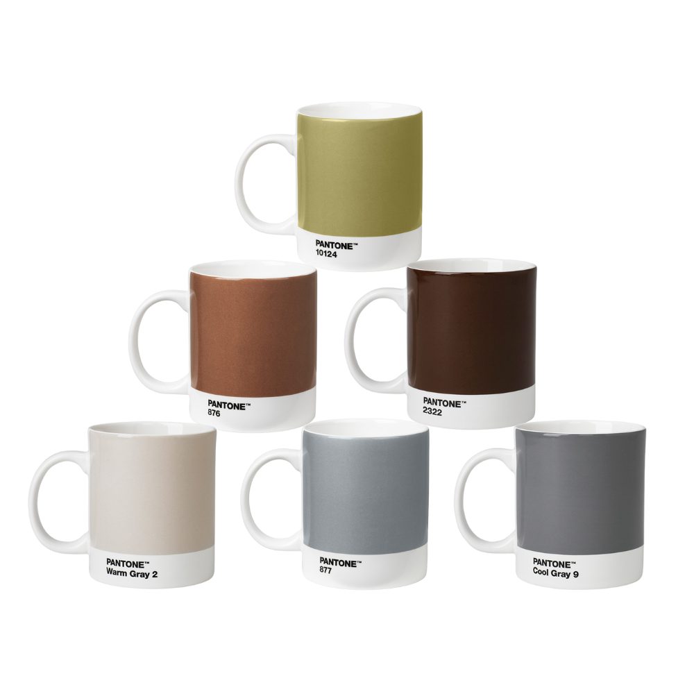 PANTONE Kaffeeservice, Fine China Porzellan, PANTONE Porzellan Kaffeebecher 6er-Set, spülmaschinenfest, 375 ml