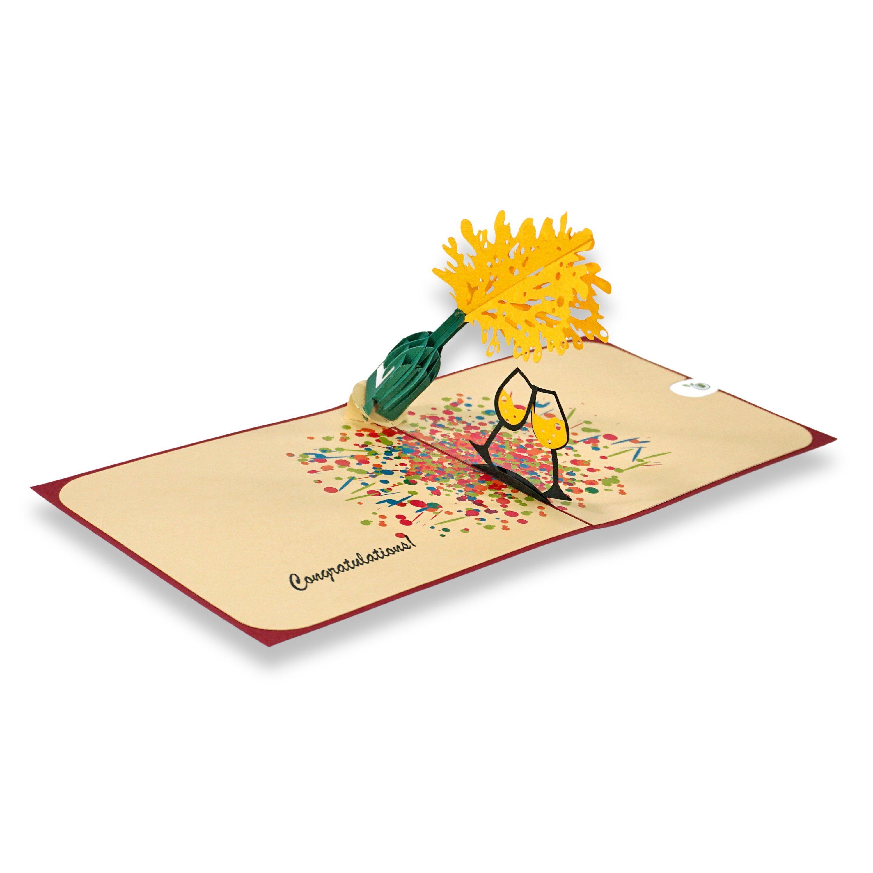 Umschlag 3D paperdora Grußkarte „Glückwünsche“ Pop-Up-Karte und Glückwunschkarte Glückwunsch Wachssiegel, Geschenk mit