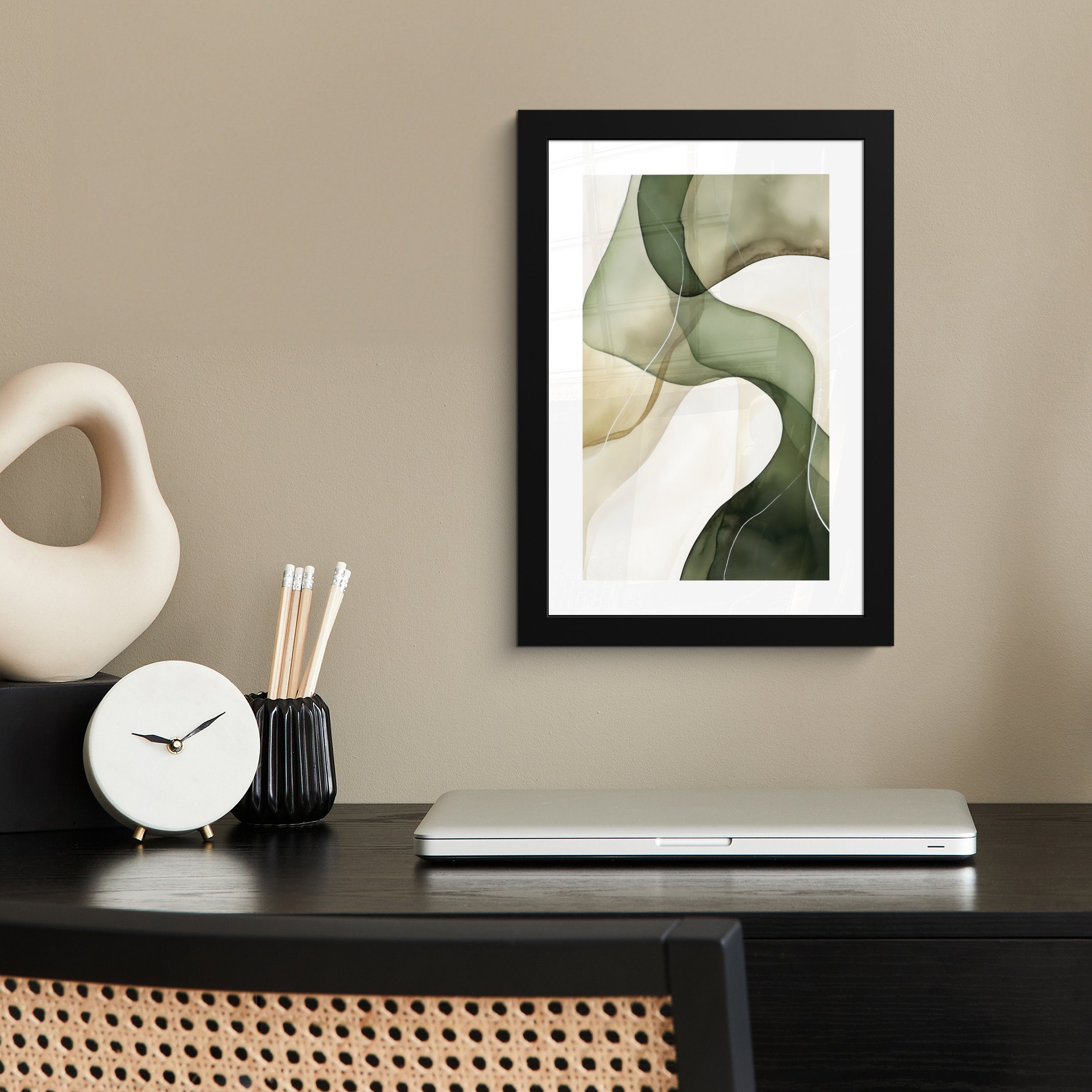 MuchoWow Poster Abstrakt - Grün - Kunst - Modern, (1 St), Bilderrahmen, Zim günstig online kaufen