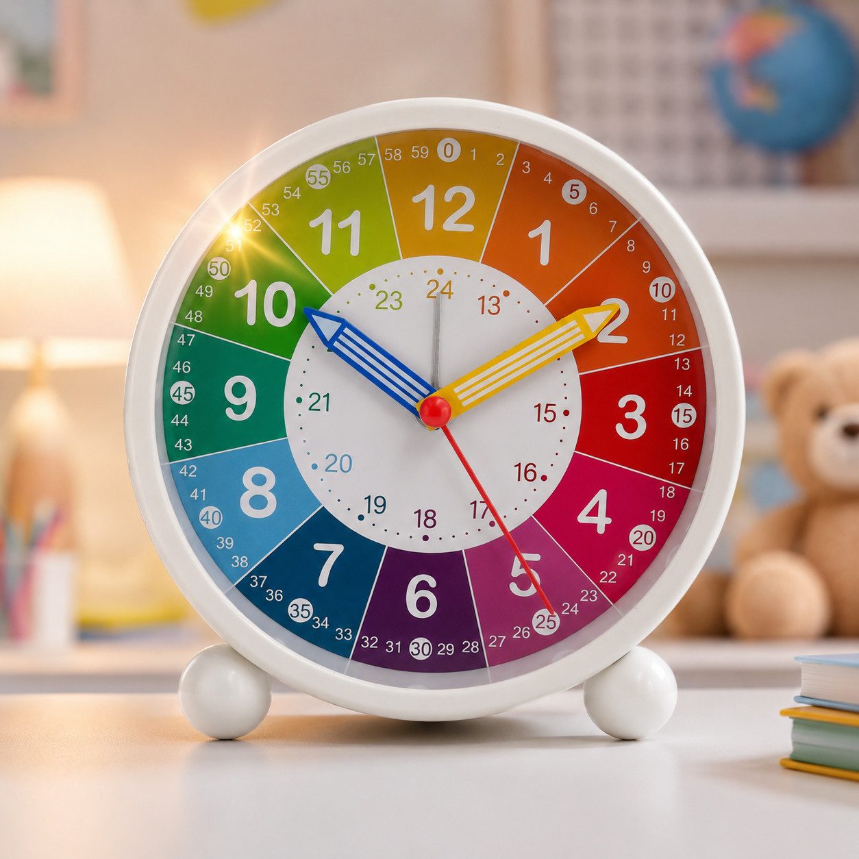 K&L Wall Art Tischuhr Kinder Tischwecker Junge Mädchen Tischuhr Kinderzimmer leises Uhrwerk, Kinderwecker mit Licht und Alarmfunktion