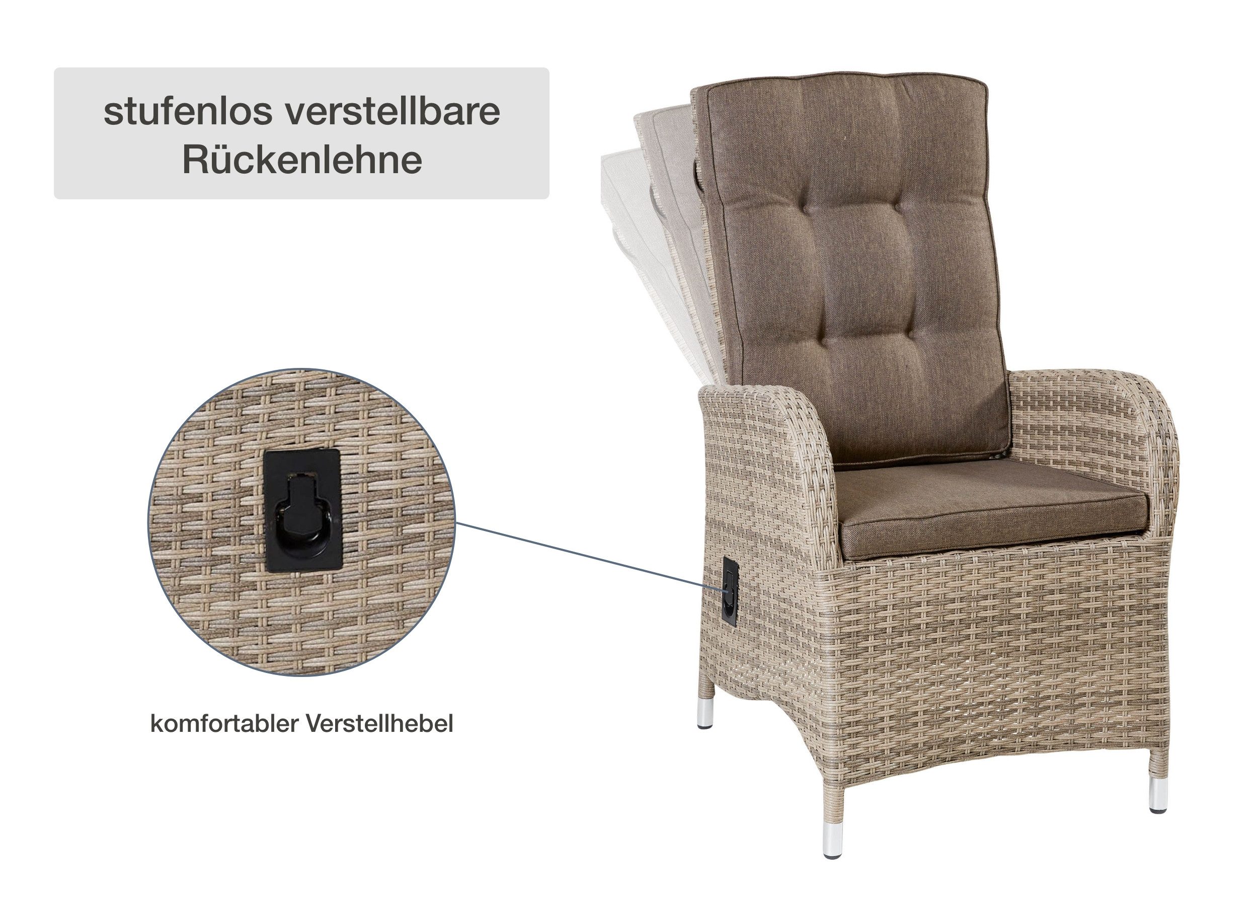 LC Garden Gartenstuhl LC Garden »Turin« Dining Positionsstuhl Verstellsessel natur, verstellbare Rückenlehne