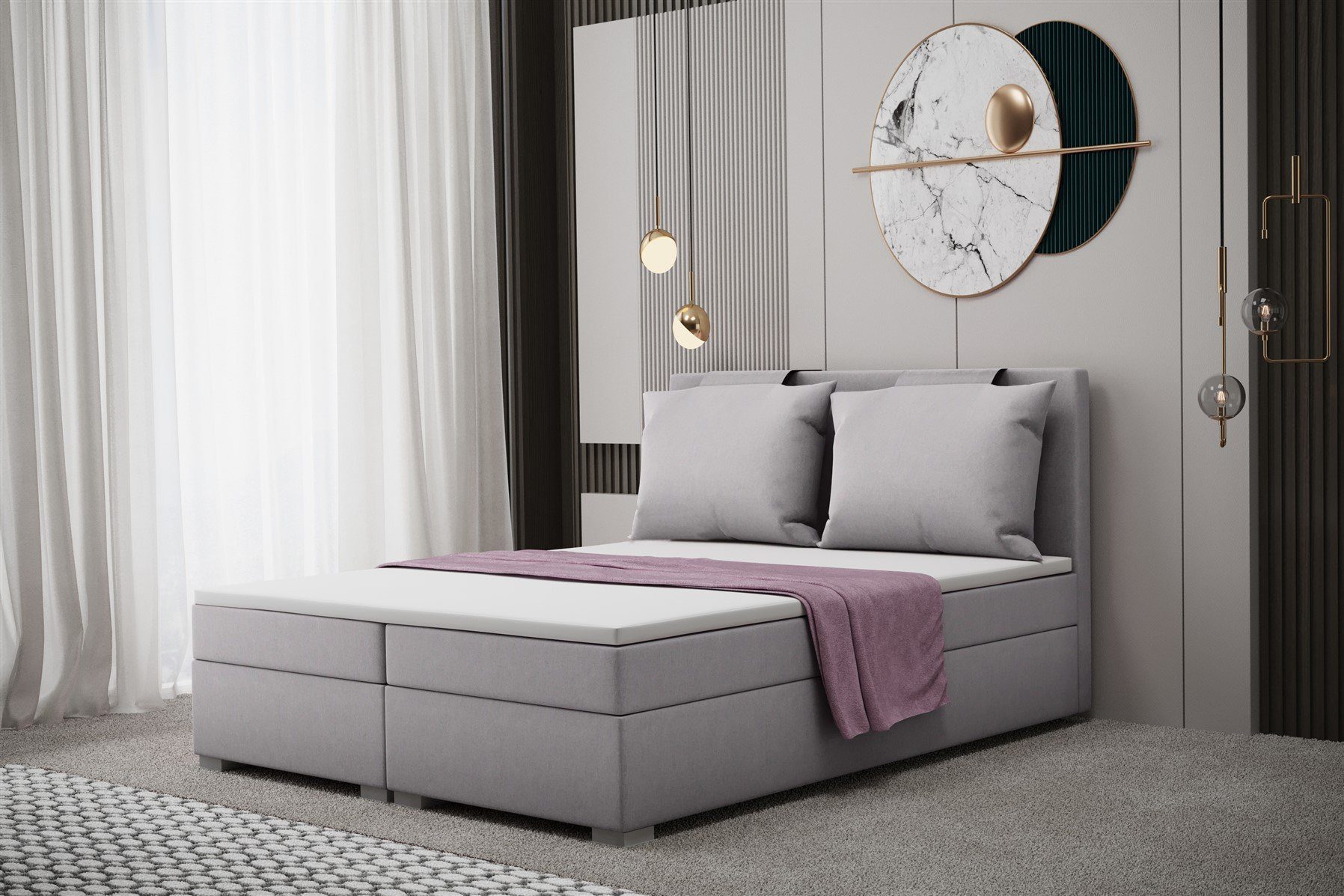 Fun Möbel Boxbett Schlafzimmerbett MATRO 200er in Stoff mit Bettkästen (inkl. Kaltschaumtopper)