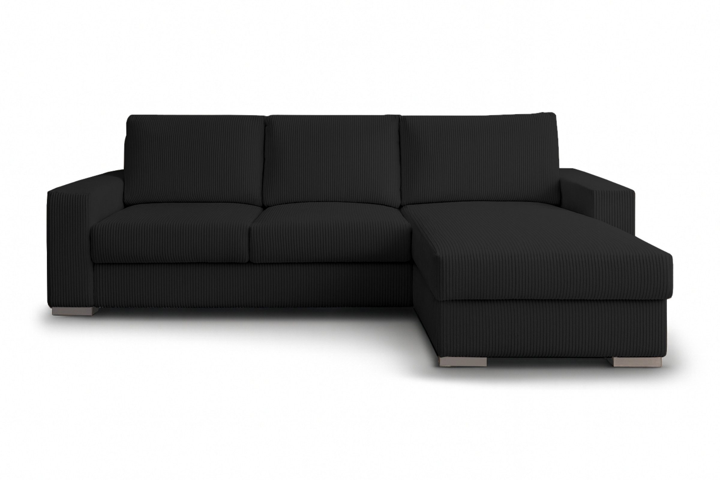 Deine Möbel 24 Ecksofa CORD - MINI 240 cm breit in Cord-Stoff Kuschelsofa, Ecksofa mit Ottomane 3 Teile, lose Rückenkissen waschbare Kissenbezüge Sofa in verschiedenen Farben
