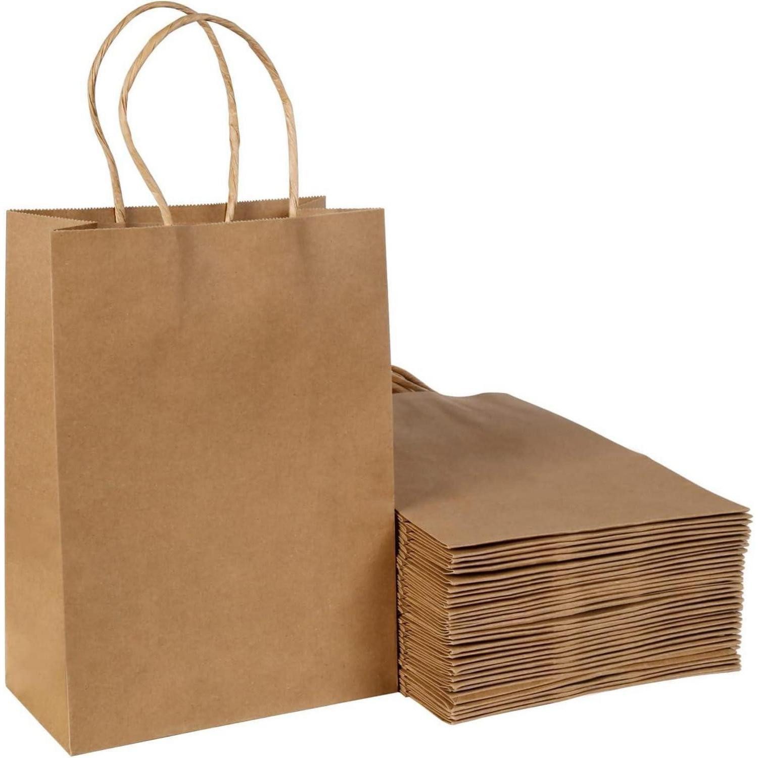 LuxusKollektion Geschenktüten Geschenktüten Kraftpapier Henkel 40 Stück Braun-21x27x11cm-40pcs, (40St)